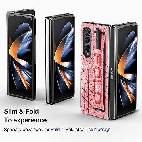 Miniatura 4 de Funda para Galaxy Z Fold 4, lujo a prueba de golpes Premium PU+PC, ligera, delgada, protectora resistente a los arañazos con soporte para S Pen