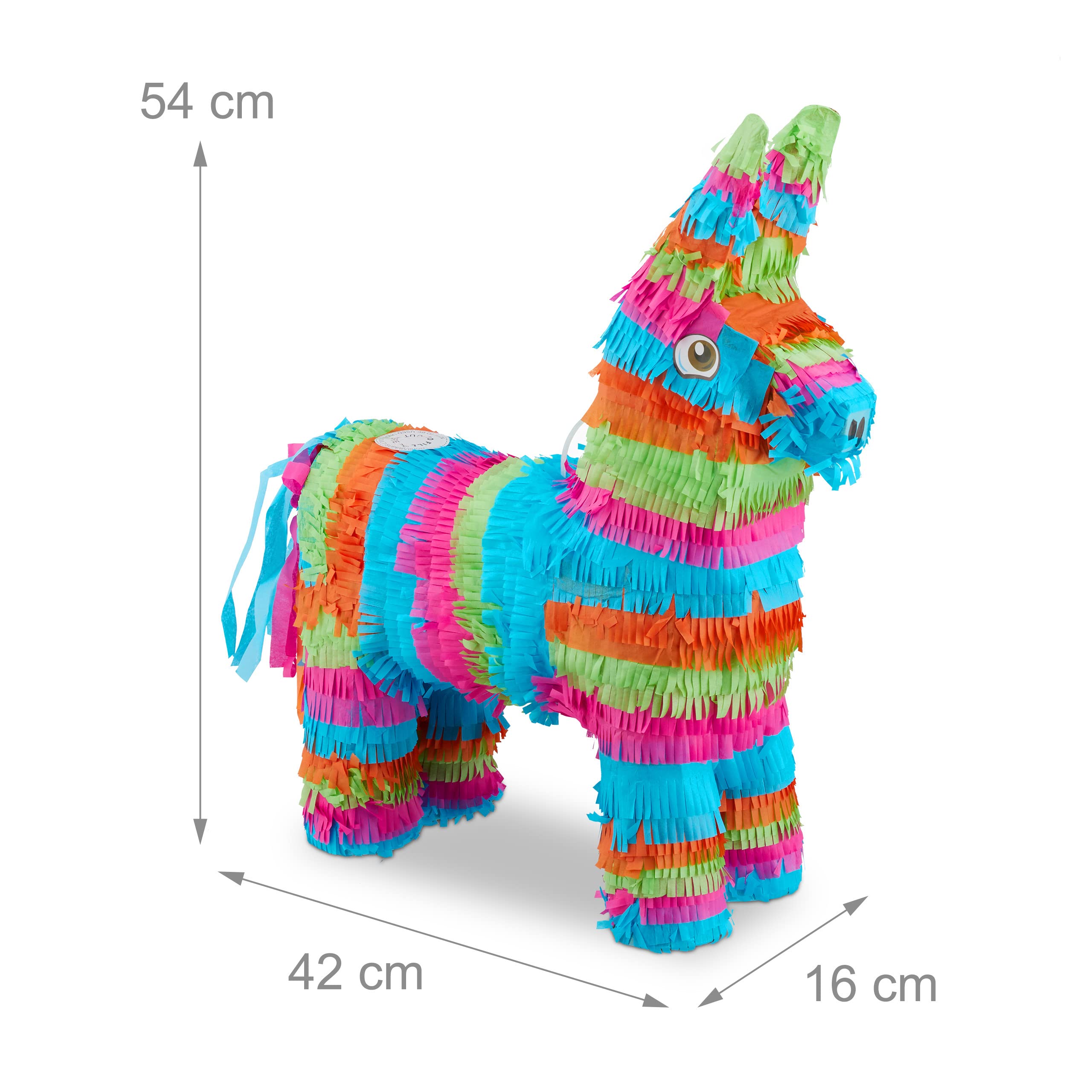 Relaxdays Pignatta Asinello, Pentolaccia a Forma di Animale da Riempire, per Bambini, Party & Compleanni, Colorata