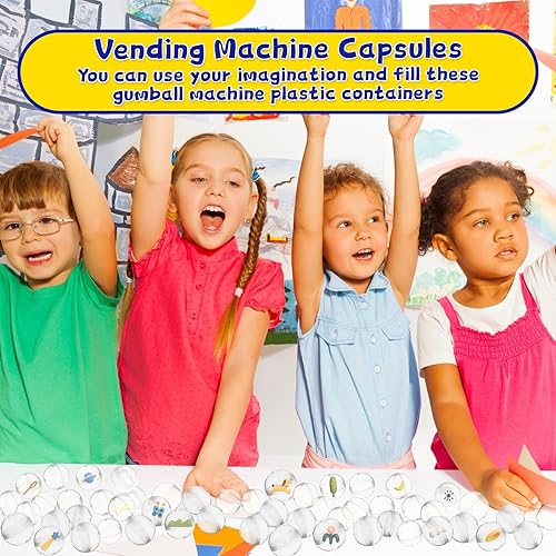Miniatura 7 de Libima 300 cápsulas de máquina de chicles redondas de 1.1 pulgadas y 1.25 pulgadas, cápsulas de máquina expendedora, bolas transparentes vacías,