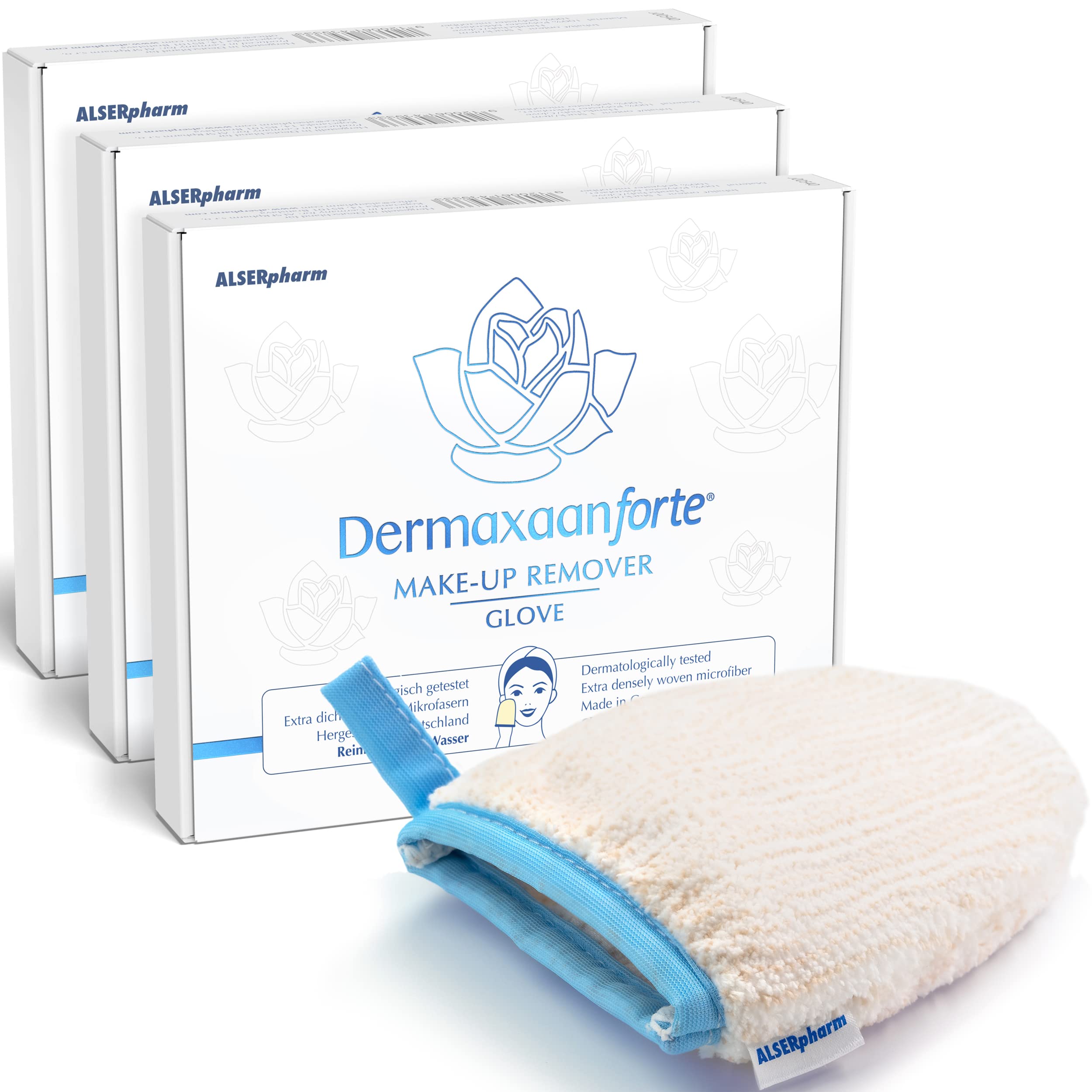 Abschminkhandschuh aus Mikrofaser • Ideal bei Hautunreinheiten • Make up Remover "Glove" (3er Pack) • Waschbare Abschminktücher • Dermatologisch getestet