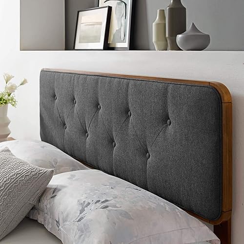 Modway MOD-6233-WAL-CHA Collins Tufted Full Fabric and Wood Headboard, Walnut