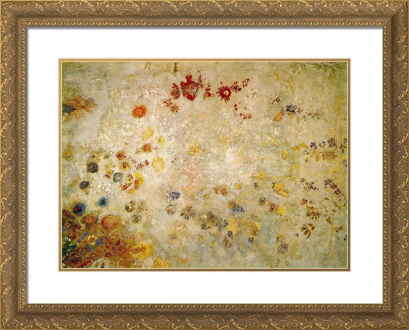 ArtDirect Redon, Odilon 24x20 Gold Ornate Framed Art Print with Double Matting Titled: Decorative Panel ll