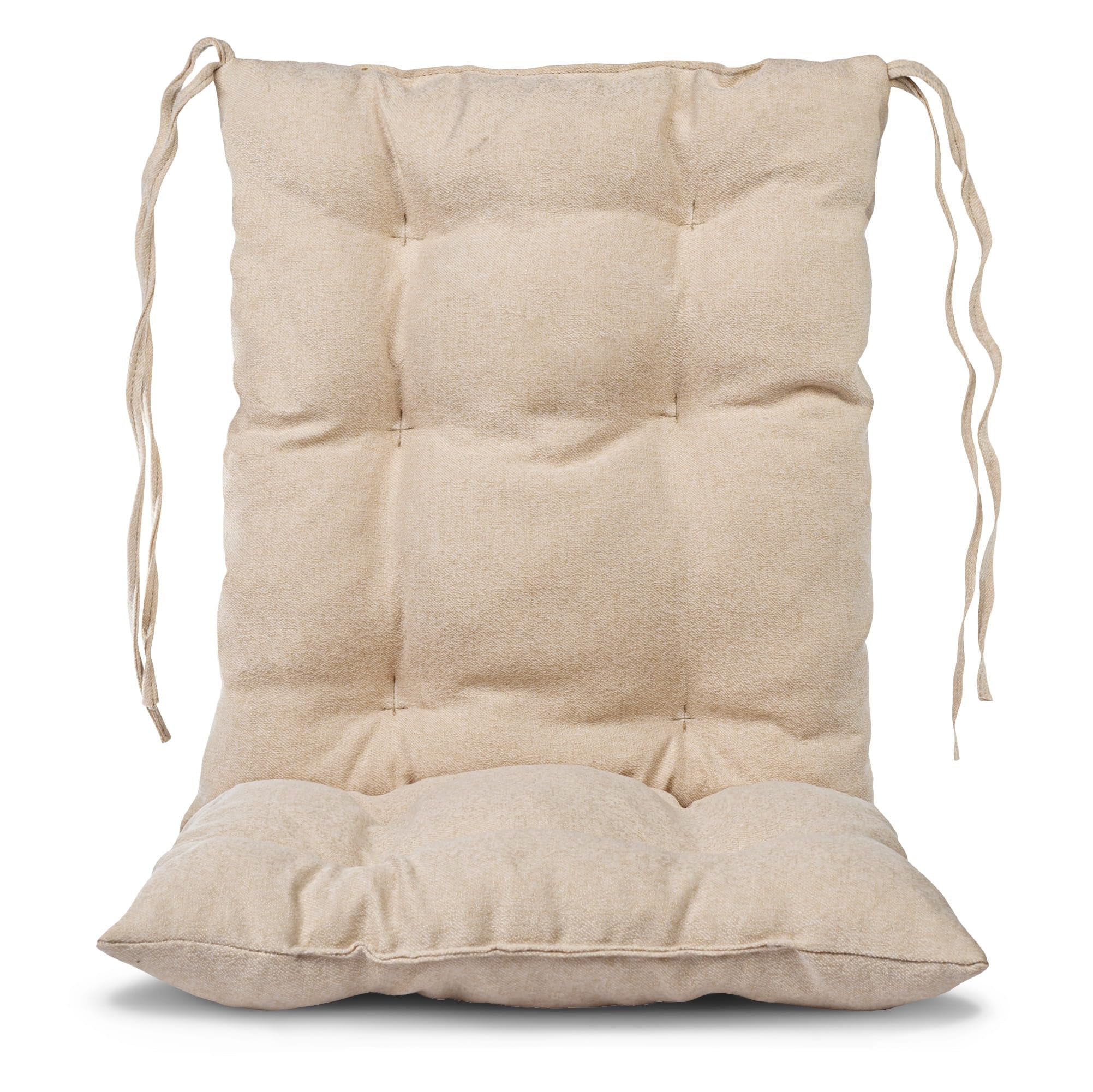 MG Design Cojín para Silla de jardín 50x100cm Beige - de Tela de tapicería Gruesa, con Relleno Suave, con Cuerdas para Atar - cojín para Muebles Jardin Exterior, Banco Jardin, Columpio, Palet