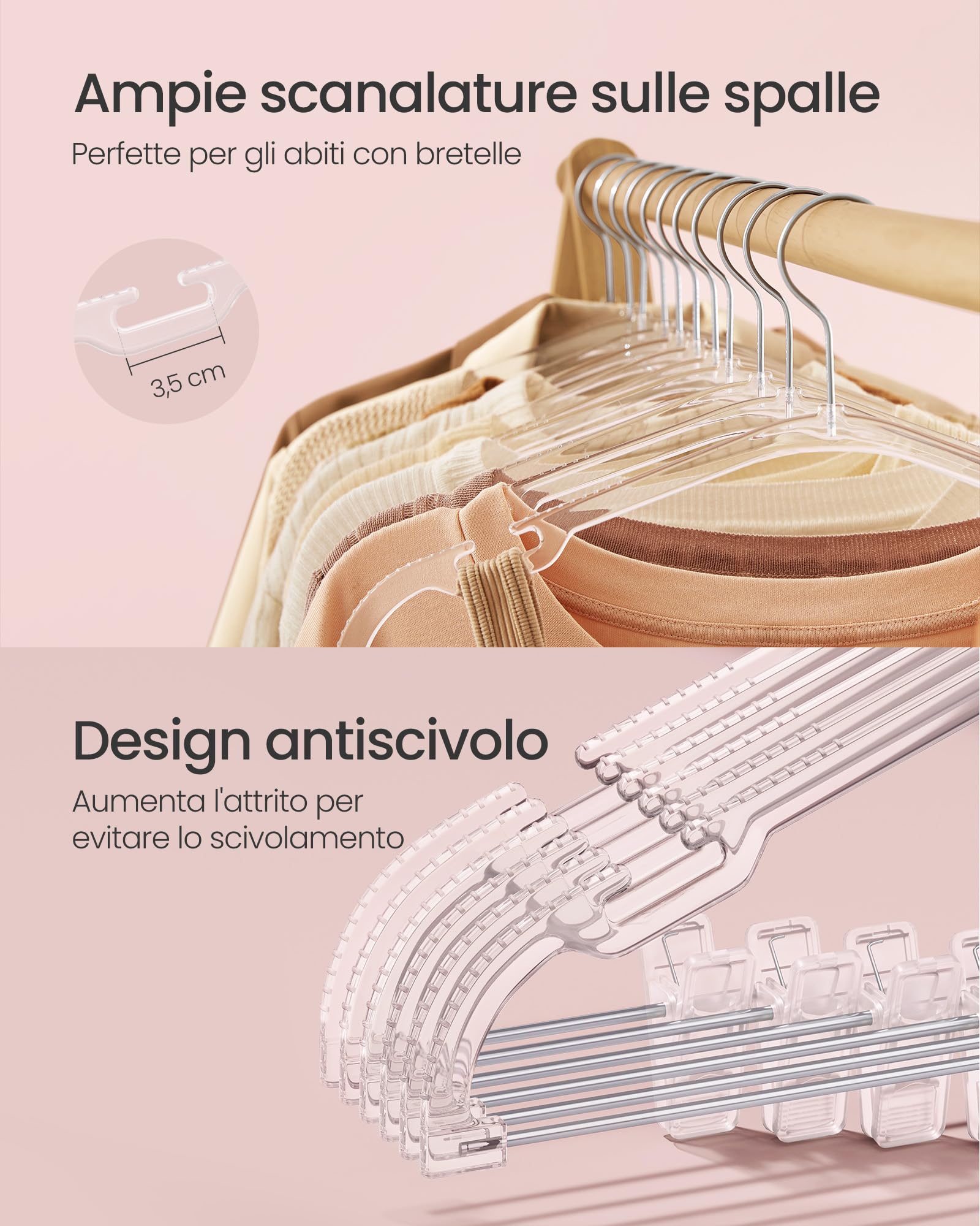 Grucce In Metallo Antiscivolo Con Rivestimento In Gomma - Confezione Da 30, 40,6 Cm, Con Tacche Per Abiti E Canotte, Risparmio Spazio, Nere
