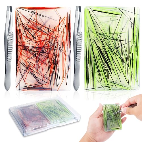 QEF 2 Pack Skin Picking Fidget Toys Picky Pad with Tweezers and Storage Box, Silicone Hair Pulling Fidget Toys for Adults, Sensory Pick Pad for Anxiety Relief ADHD Trichotillomania and Dermatillomania