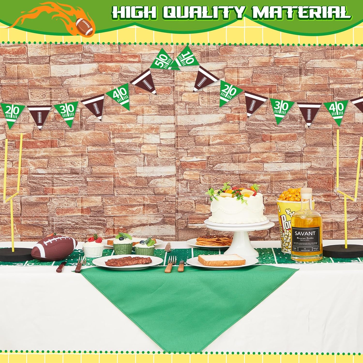 5 Pcs Football Goal Post Decoration Kit Includes 2 Football Field Goal Post Centerpieces 1 Table Runner 1 Mini Ball 1 Pump for Sports Court Theme Birthday Party Decorations Supplies