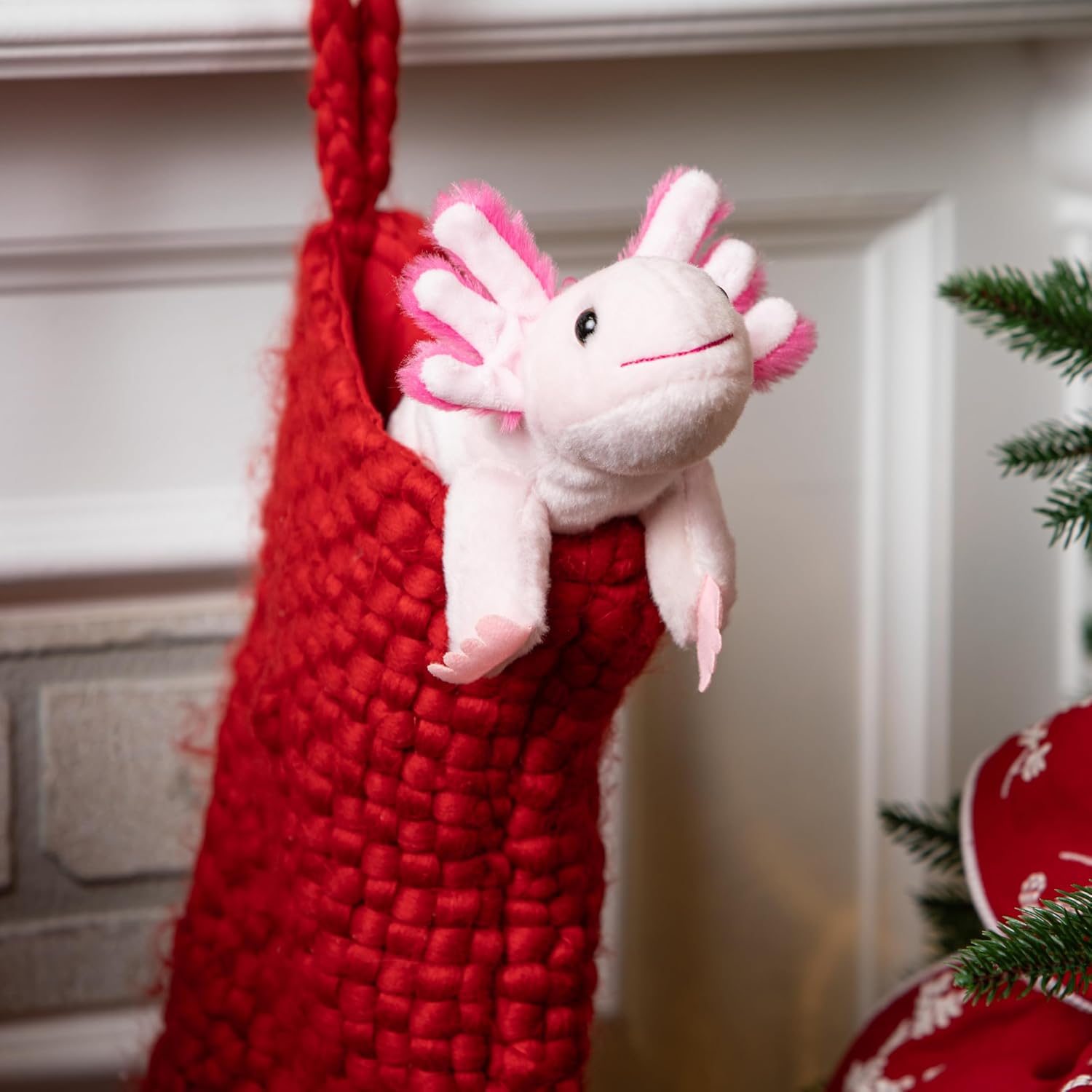 The Petting Zoo Axolotl Stuffed Animal Plushie, Gifts for Kids, Scoopz Sealife Animals, Pink Salamander Plush Toy, 8 inches