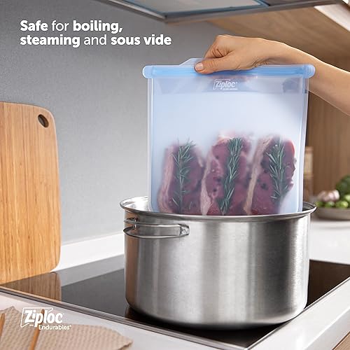 Miniatura 3 de Ziploc Endurables - Bolsa grande y recipiente mediano, bolsas de silicona reutilizables y recipientes de almacenamiento de alimentos para