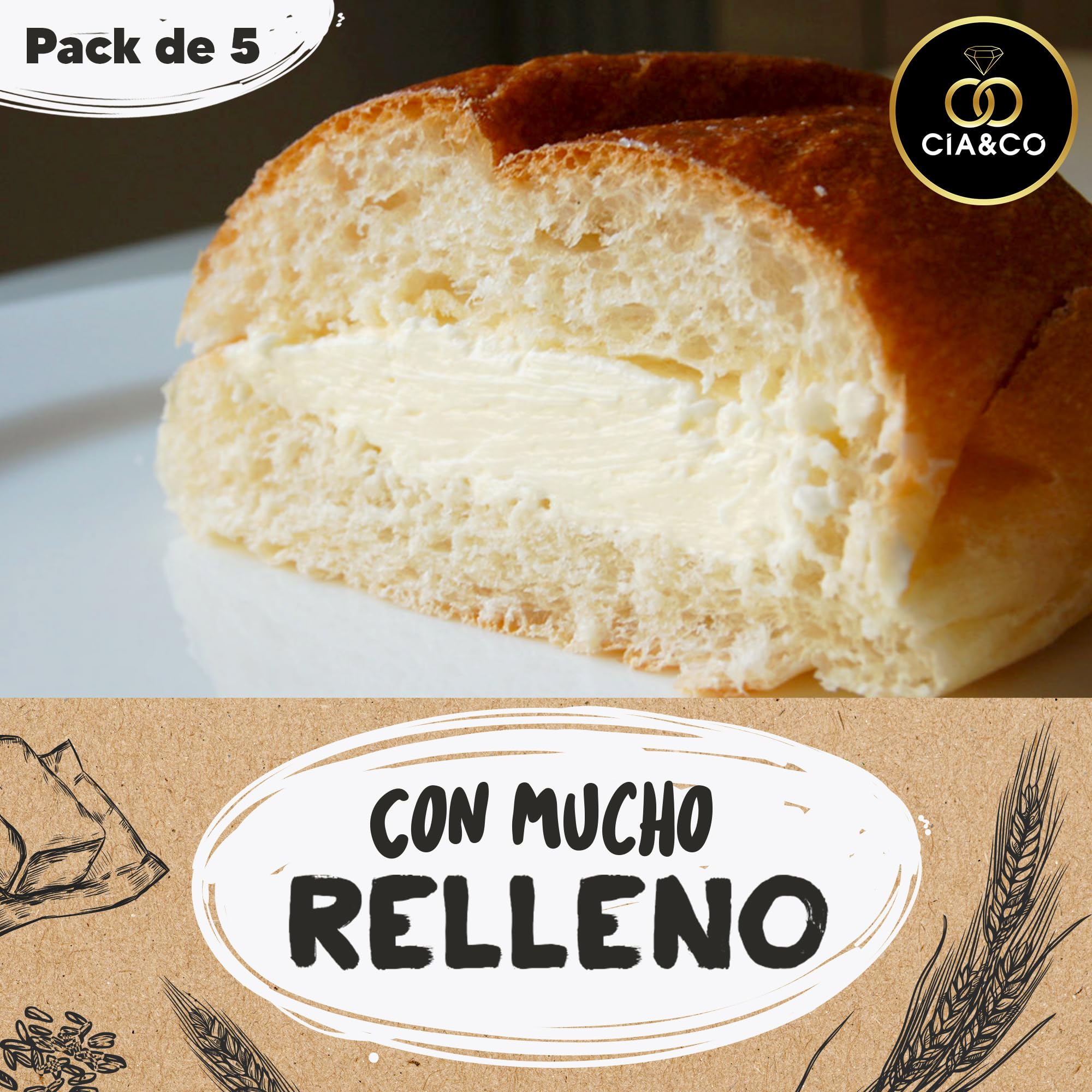 5 Bollos de Mantequilla Artesanos Cia&Co · Receta tradicional y típica Vasca con mucha mantequilla en el interior · Envasado Individualmente para mayor duración.