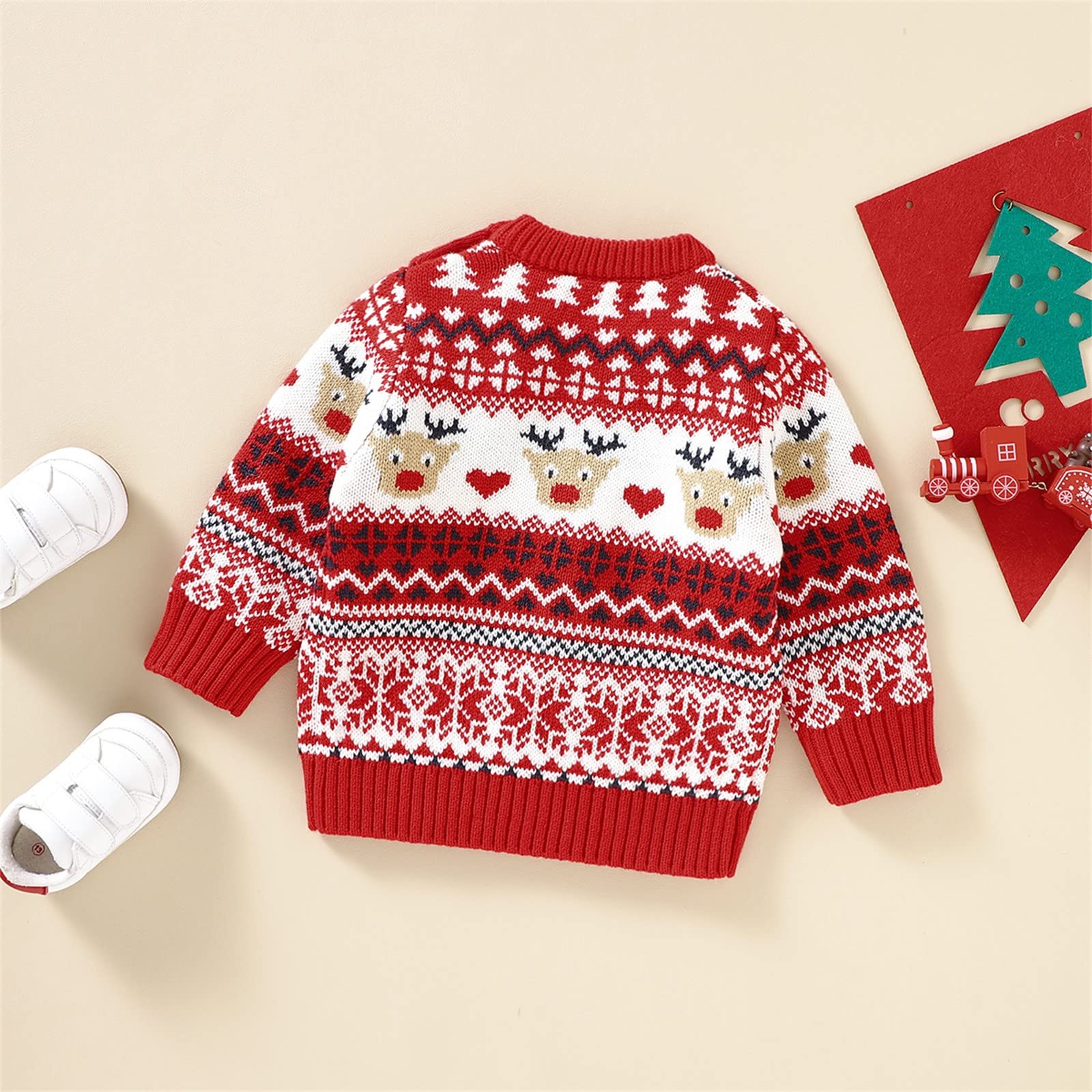 Pull tricoté à manches longues pour bébé fille et garçon - Tenue de Noël chaude pour l'hiver