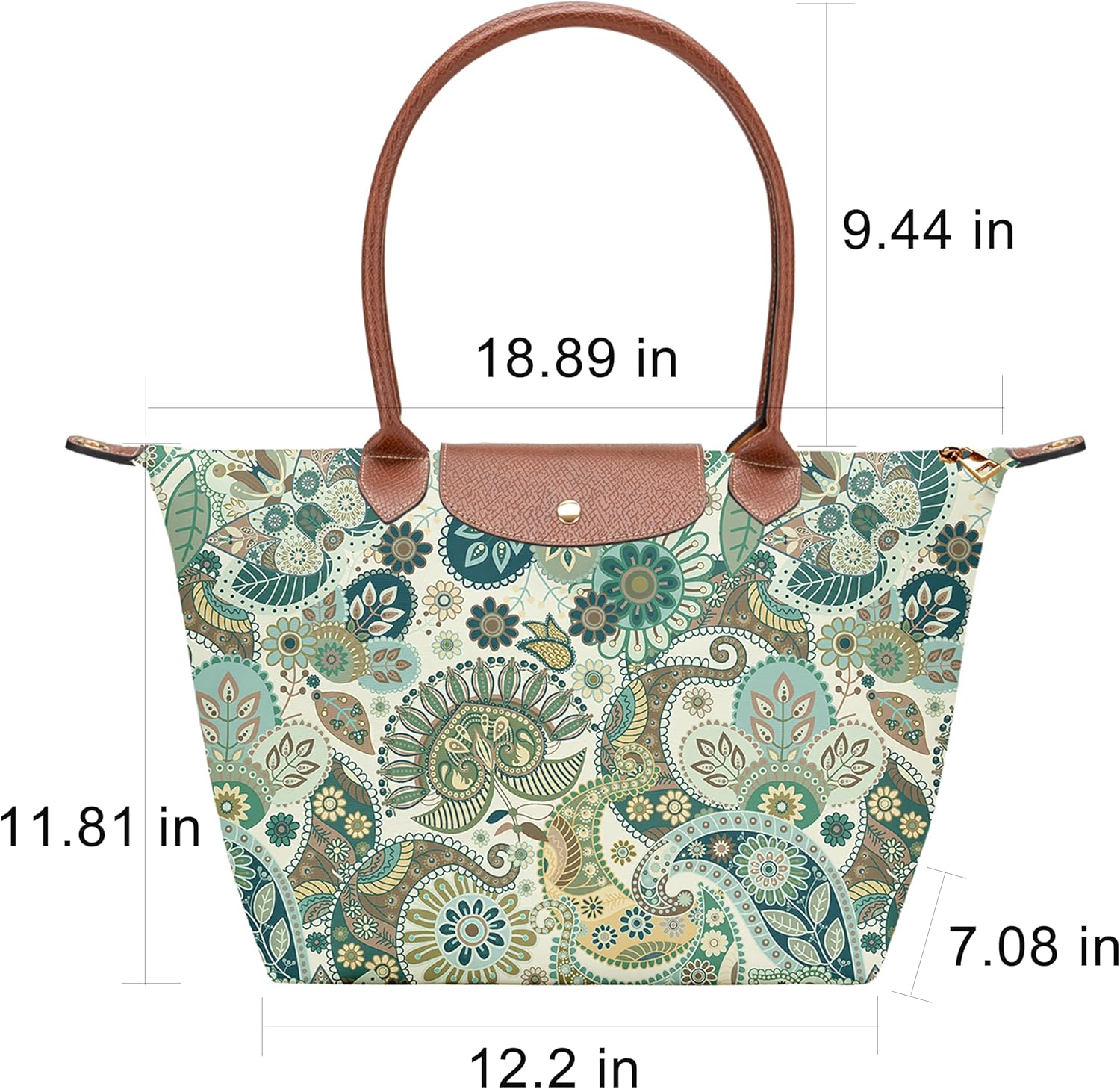 Large Foldable Tote Bag with Zipper for Women, Fashion Canvas Bag - Image 5