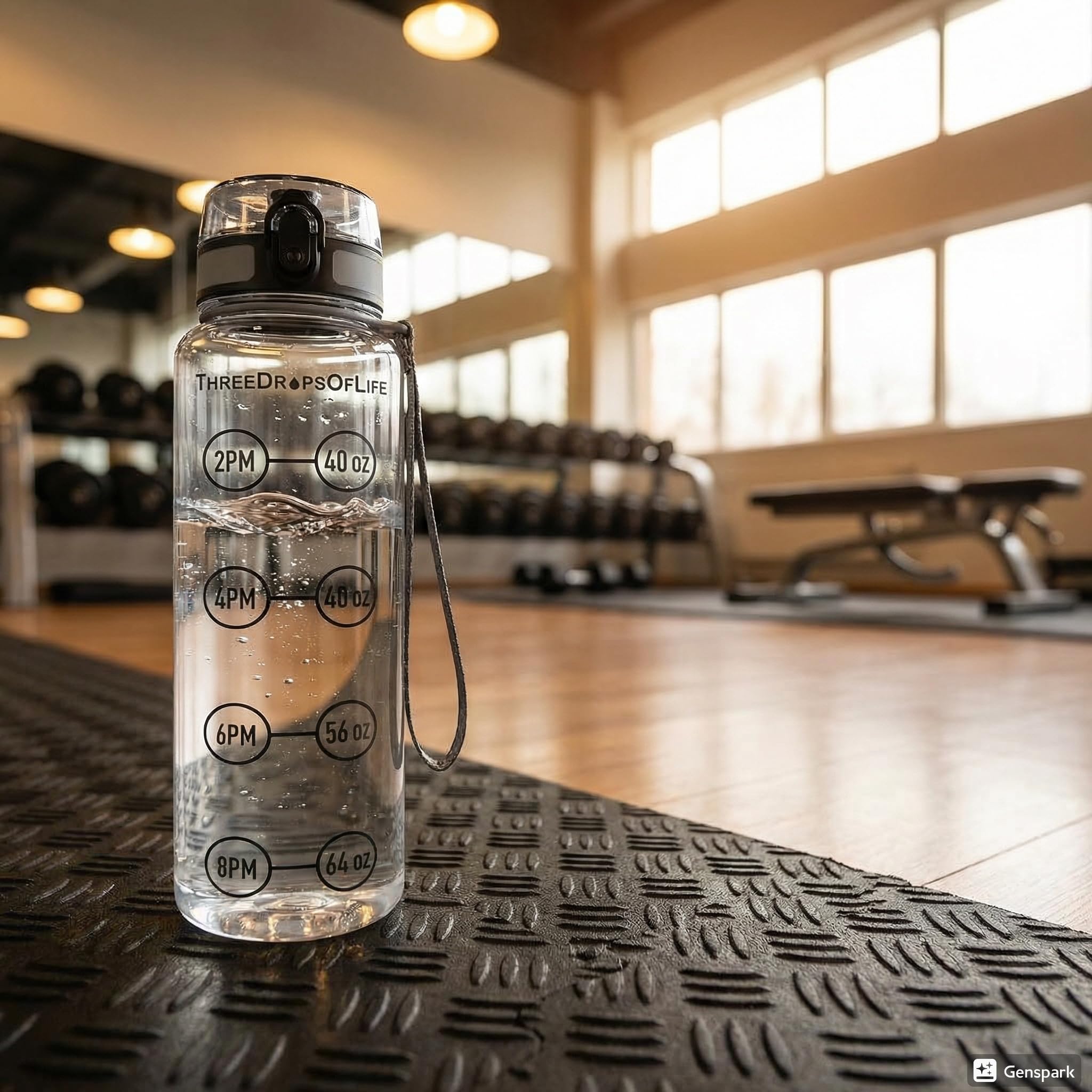 Water Life Series 0 300ml 3本 Three Drops of Life 1000ml Clear Sports Water Bottle, Measuring