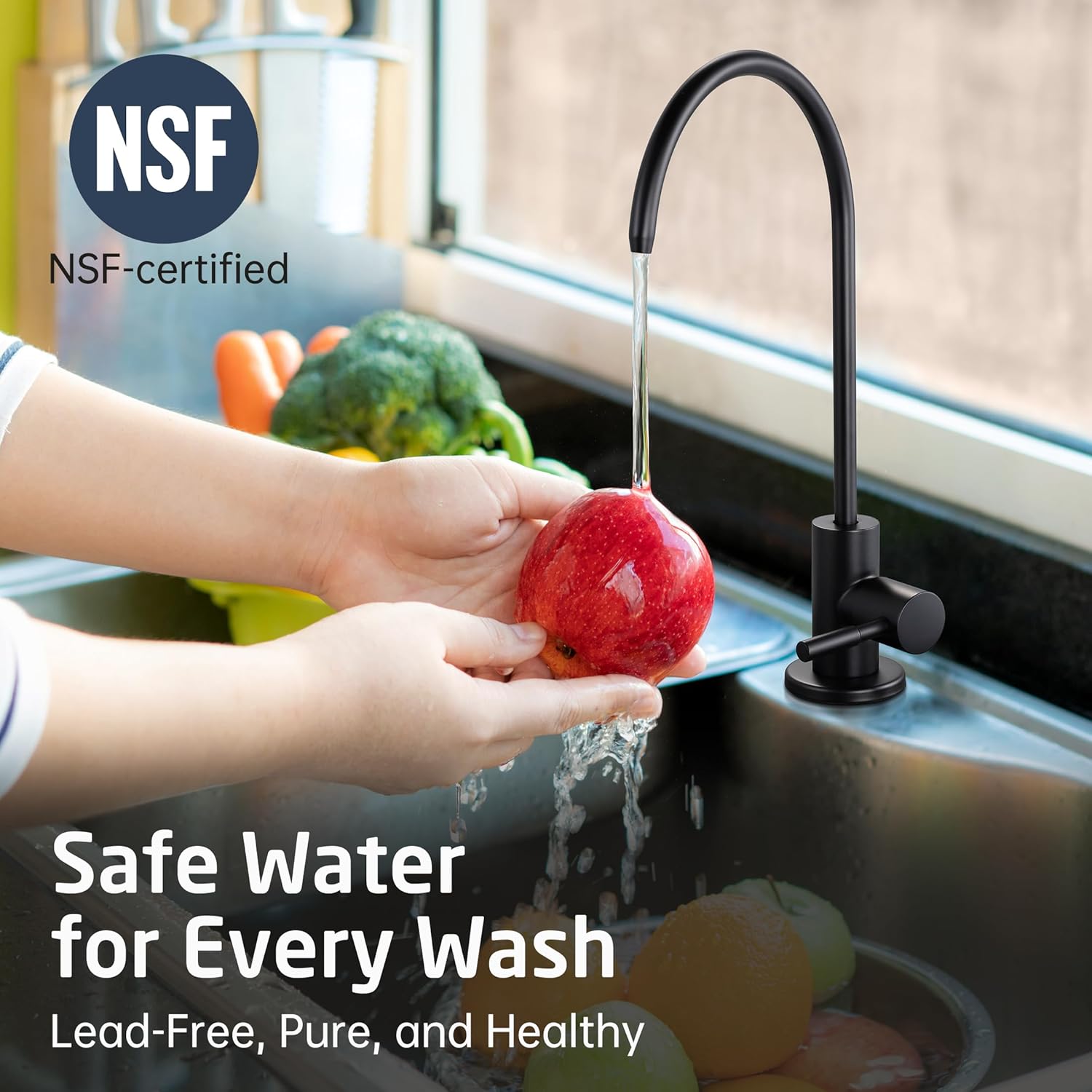 KES NSF Certified Reverse Osmosis Faucet, RO Lead-Free Water Filter Faucet Drinking Water Faucets Kitchen Faucet Non-Air-Gap 304 Stainless Steel Matte Black, Z504CLFF18-BK