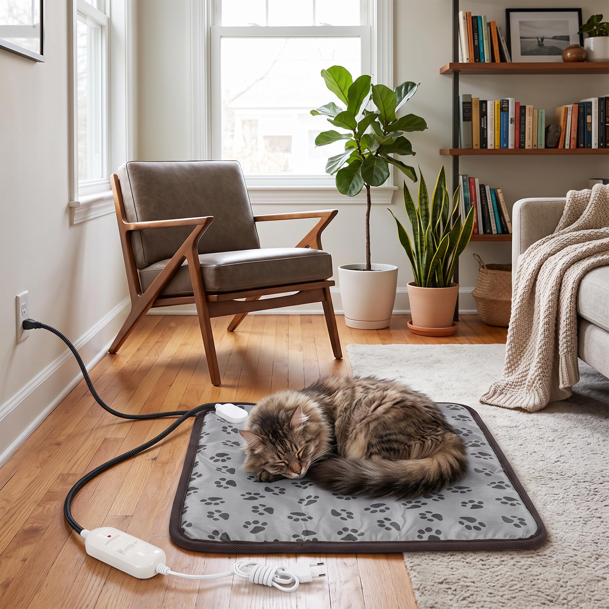 Coussin Chauffant électrique pour Animaux de Compagnie, Tapis Chauffant Imperméable pour Chats et Chiens avec Protection de sécurité Contre la Surchauffe, Tuyau (Empreinte européenne Petite)