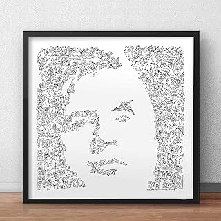 Francis Bacon print with doodles inside the portrait | Plenty of details about the figurative painter known for his raw unsettling portrait | hard to find gift black and white illustration art