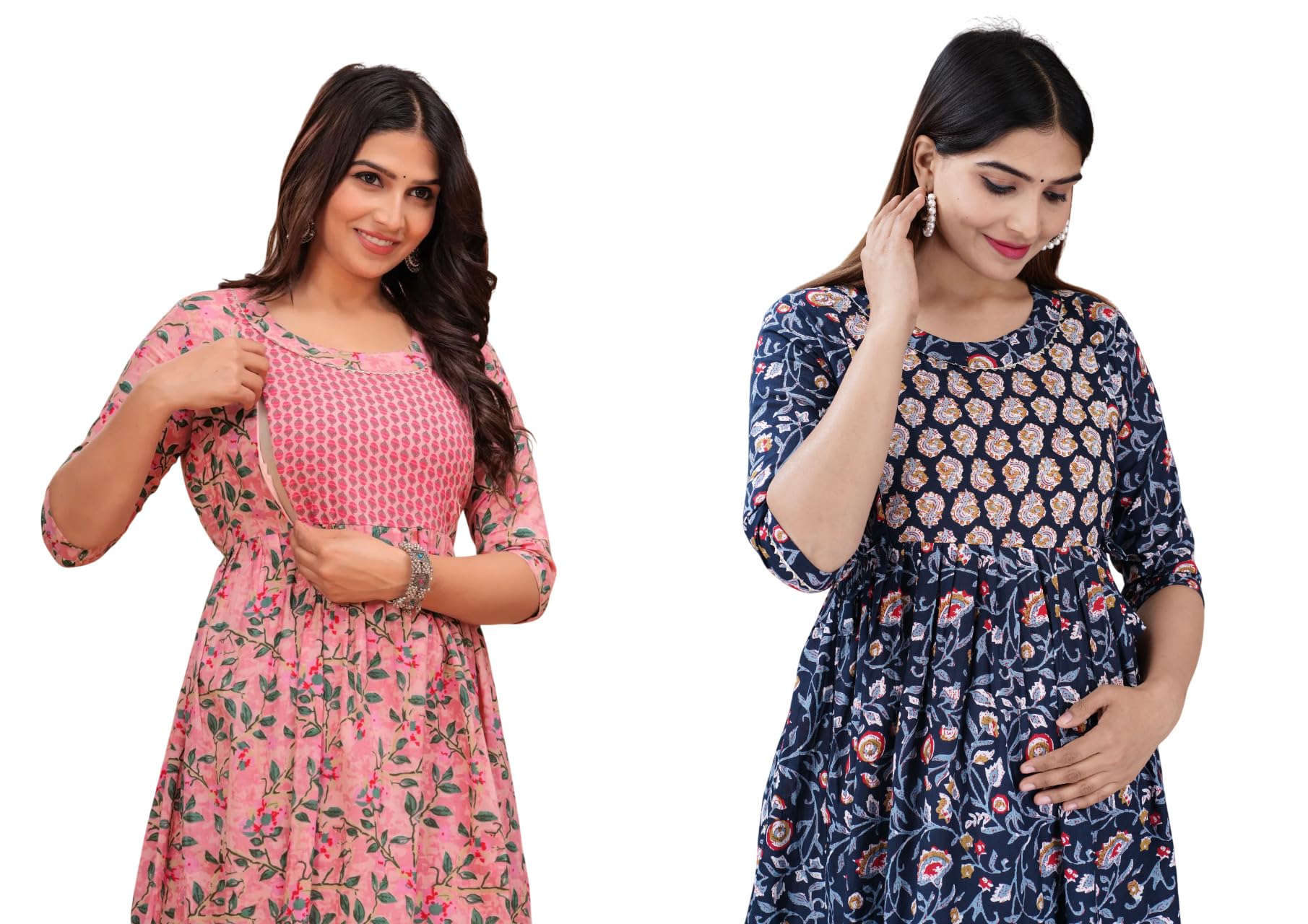Women's Maternity Kurti for Feeding Zippers (Combo of 2 Kurti)