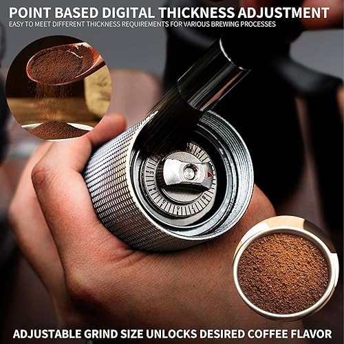 Miniatura 4 de Molinillo de café manual, ajustes de molienda ajustables, rebabas de acero inoxidable, molinillo de café portátil de manivela, para expreso, filtro