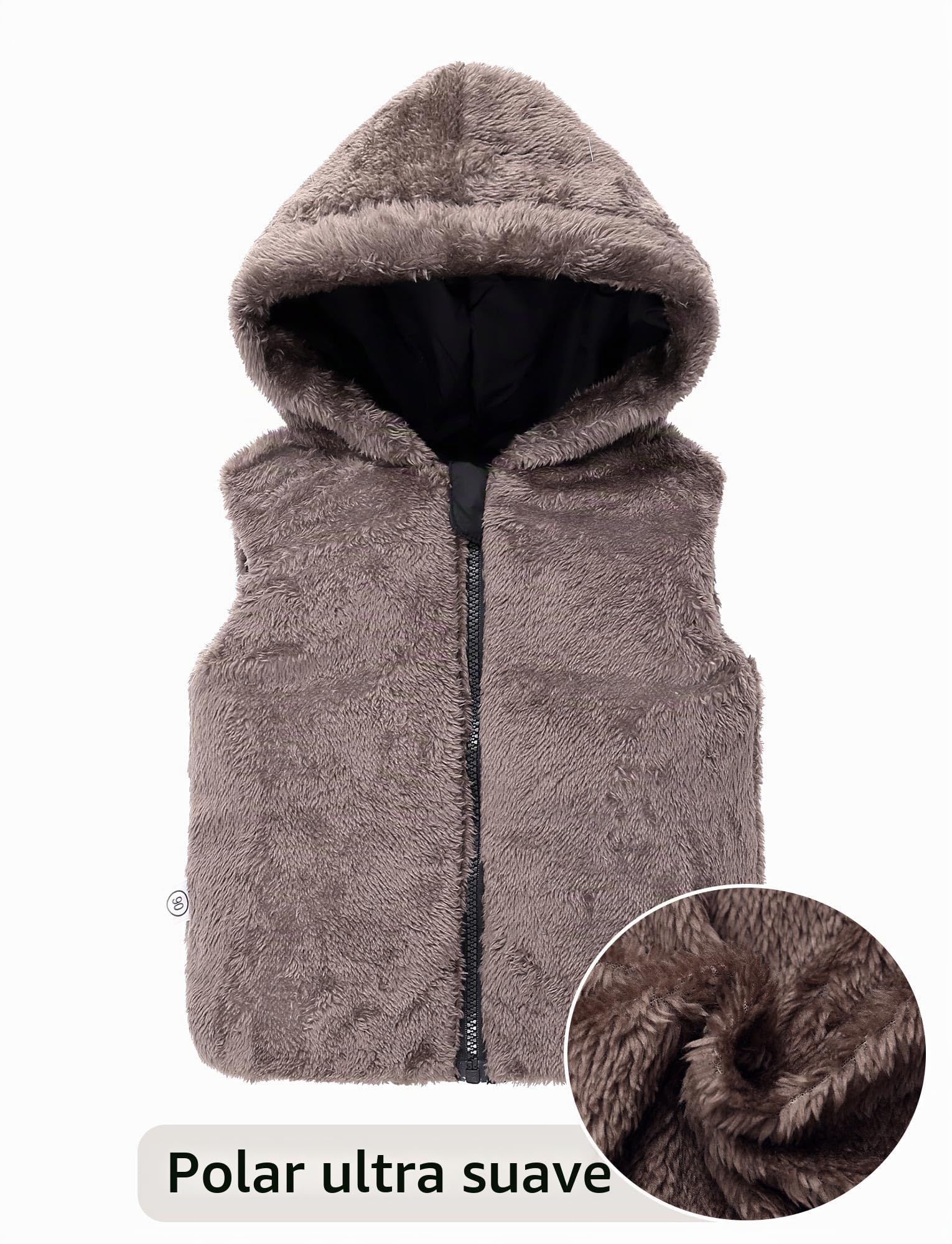 Happy Cherry - Chaleco Niño Niña Invierno con Forro Abrigo sin Mangas Infantil Chalecos Acolchados Encapuchados Chaqueta Casuale Jacket Primavera Otoño para Escuela Deportes Al Aire Libre - 2-7 Años