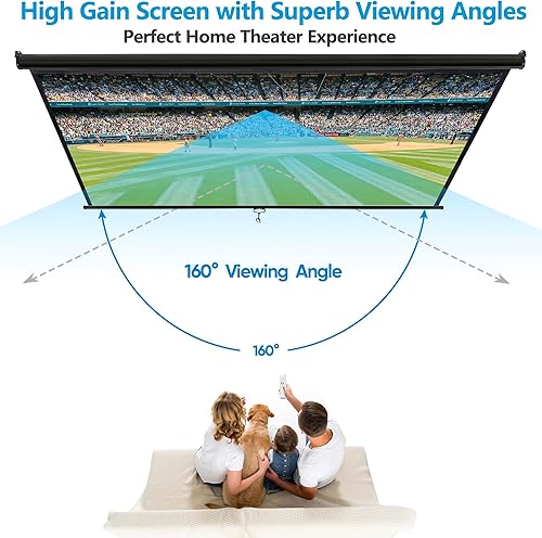 Miniatura 2 de Pantalla de proyección de 80 pulgadas 169 HD manual desplegable para interiores y exteriores, pantalla de proyector portátil sin arrugas para cine