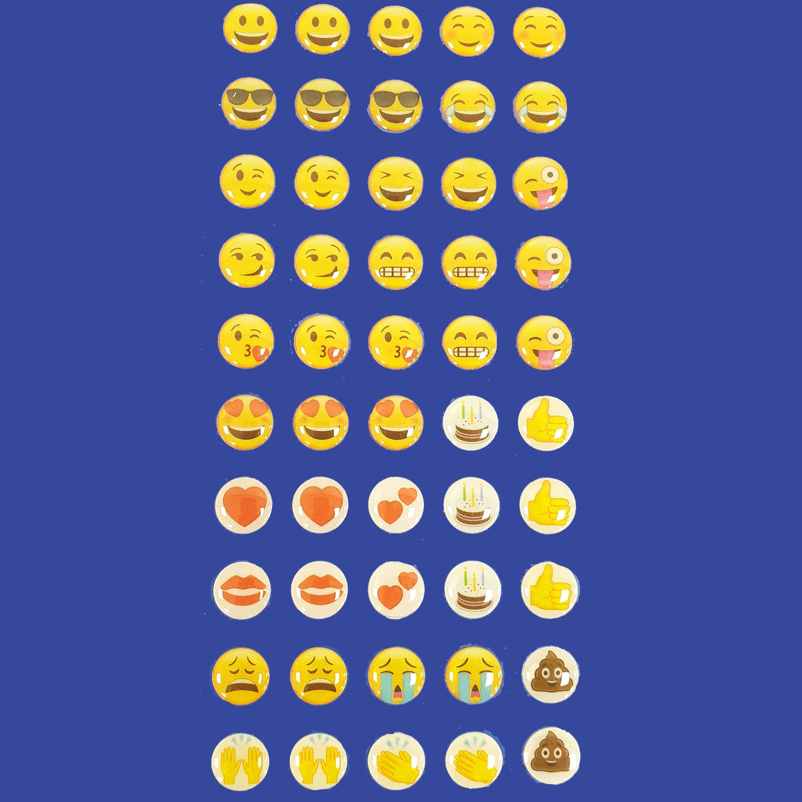 Pebble Eleven 3D Embossed Emoji Sticker Sheet - Funny Faces Stickers For Adults Children, Fun Sticker Pack For Mobile Laptop Party Decoration (10Mm, 50Pcs)