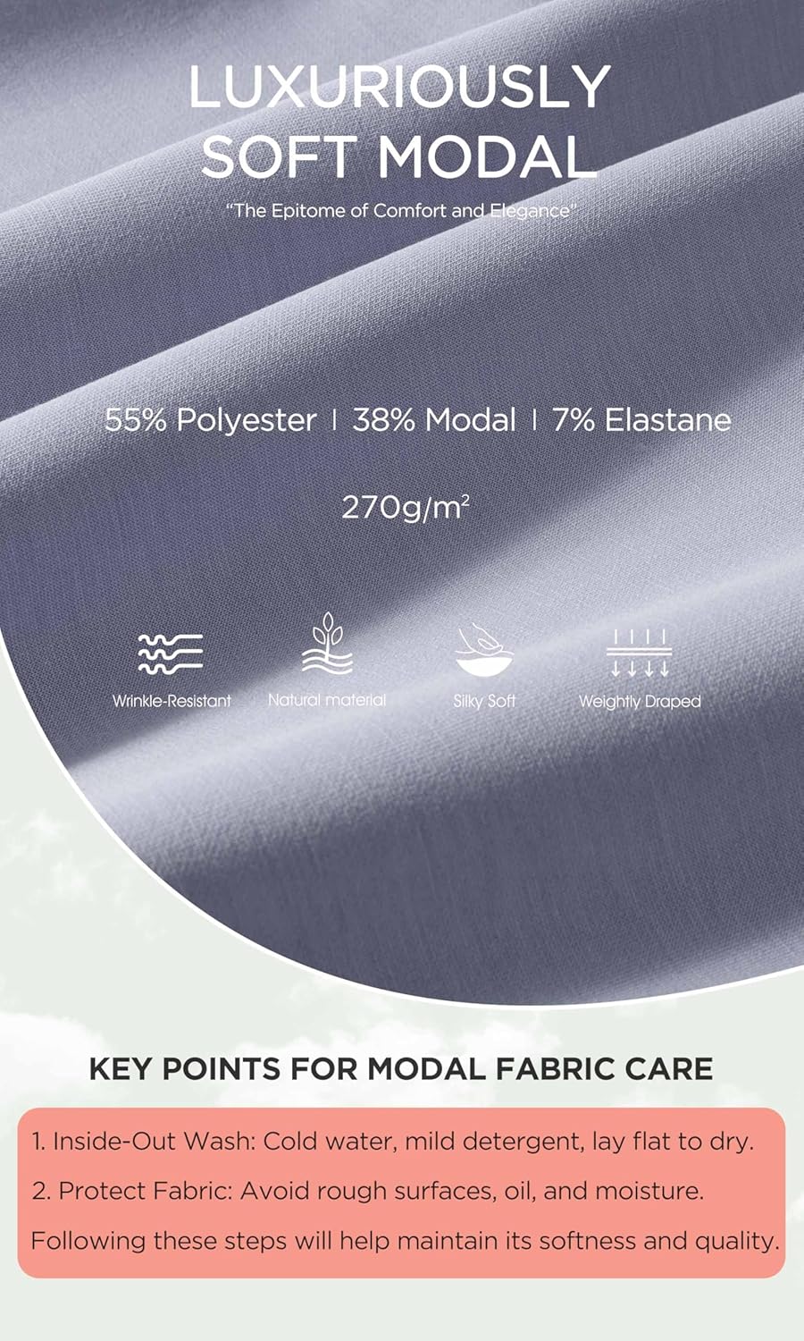 ODODOS Women's Modal Soft Wide Leg Pants with Pockets Adjustable Shockcord High Waist Casual Lounge Pants-27/29/31" Inseam - Image 7