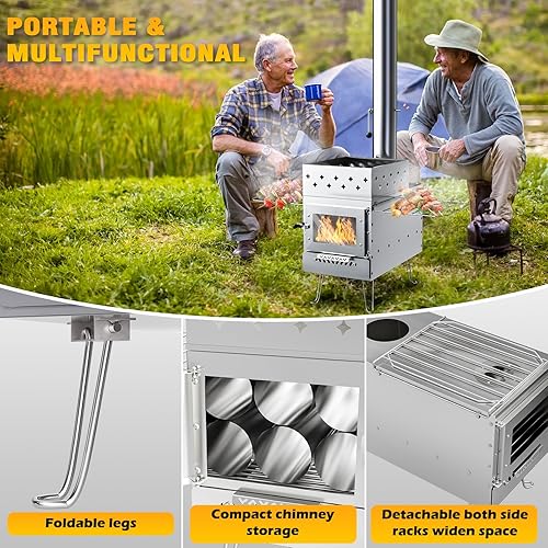 Miniatura 7 de Estufa de tienda caliente de sauna Calentador de camping Estufa de cohete Estufas de pellets portátiles para calefacción casera