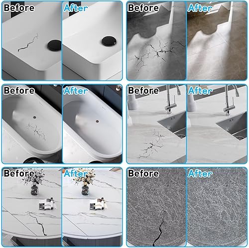 Miniatura 4 de Kit de reparación de encimera de cuarzo para azulejos y fibra de vidrio (color a juego), kit de reparación de granito y bañera, fregadero de