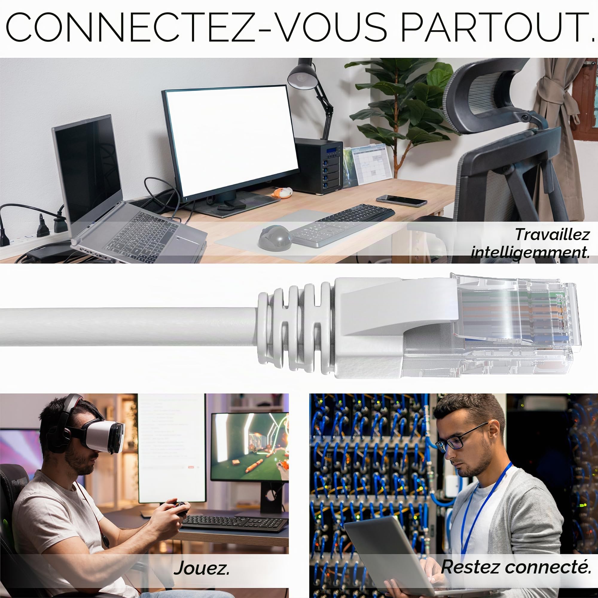 Mr. Tronic cat6 Vrac Câble Ethernet 305m, Bulk Reseau LAN Cable Ethernet Cat 6 Haut Debit Pour Internet Rapide 1 Gbps 250 MHz, Cable Ethernet AWG24, Cat6 Câble en Vrac UTP CCA (305 Mètres, Gris)