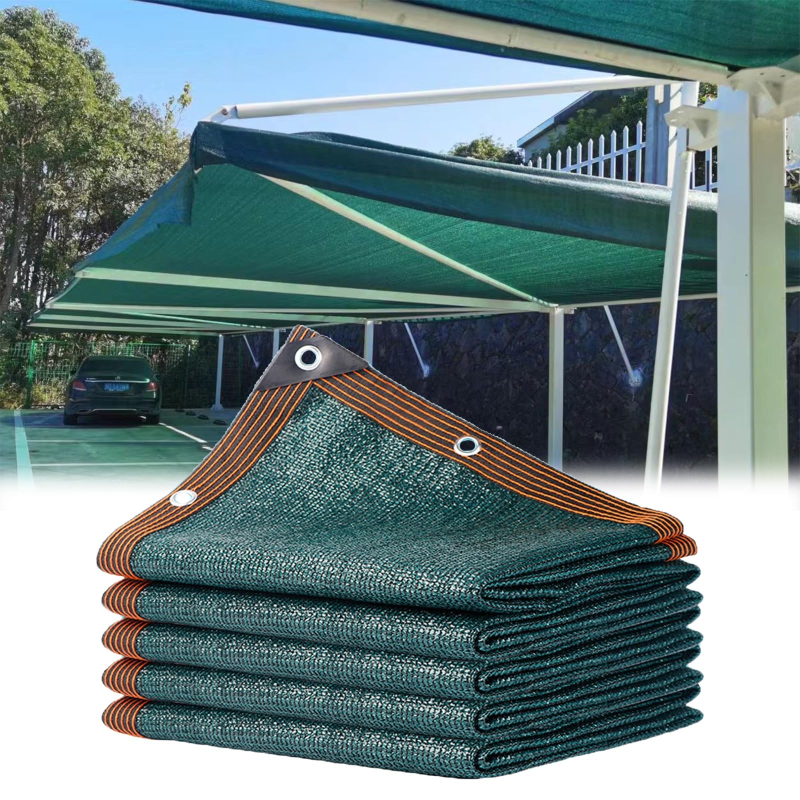 Voile d'ombrage vert 90% pour serre et jardin de 6x10m grand format