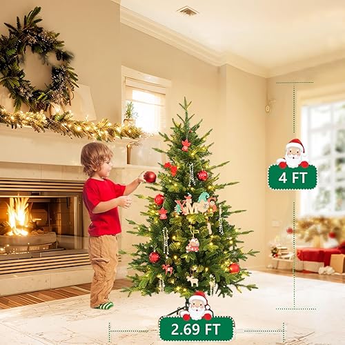 Miniatura 5 de Árbol de Navidad artificial de abeto de álamo temblón preiluminado de 6 pies, 1156 puntas de ramas de polietileno y PVC, 300 luces LED blancas