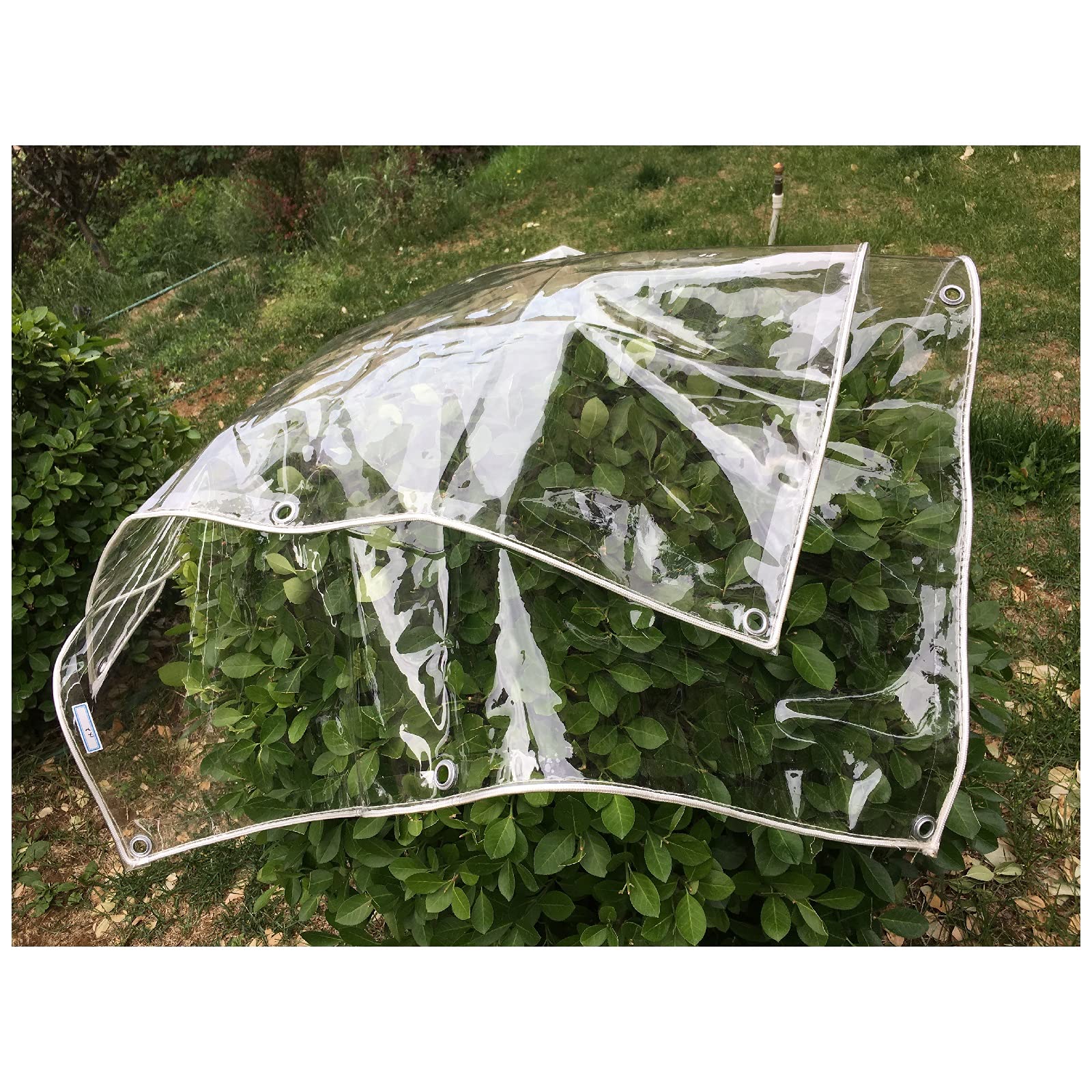 LIJINBO Zewnętrzna plandeka PE wodoodporna, ochrona przed słońcem, namiot, przezroczysta, przeciwdeszczowa pergola, zasłona do ogrodu, patio, tarasu, z oczkami, 48 rozmiarów