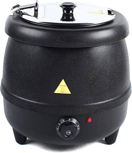 Miniatura 4 de Omosiroi Hervidor de sopa de 10L, 400 W 110 VPP Shell Calentador de sopa eléctrico comercial Negro Encimera de alimentos Hervidor calentador