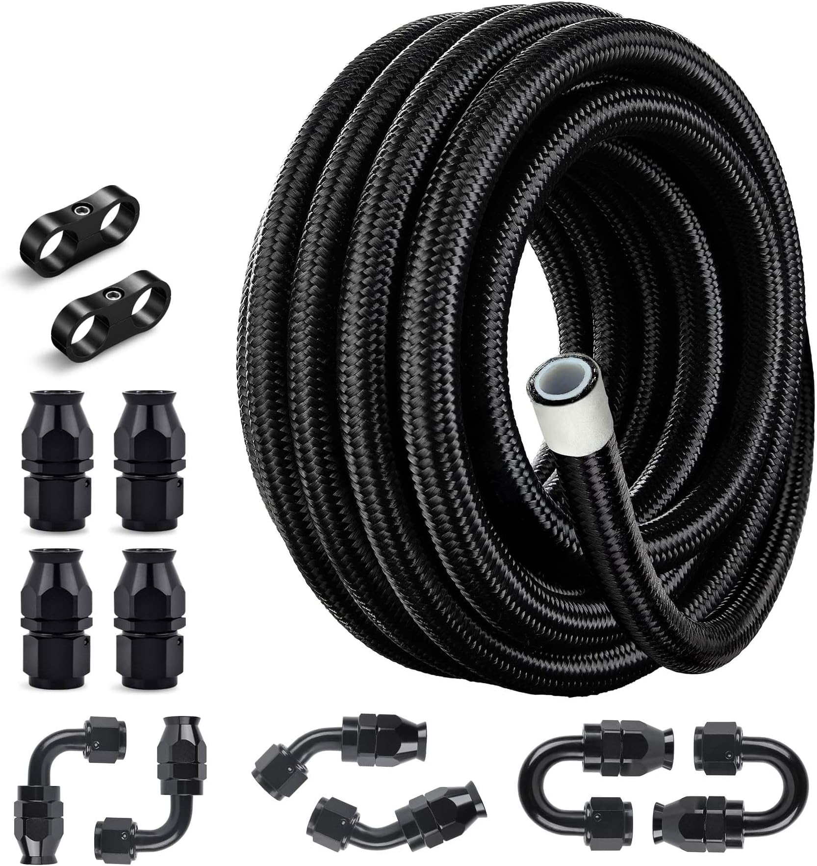 EVIL ENERGY 10AN PTFE Fuel Line Kit,E85 Nylon Braided Fuel Hose 20FT AN10 PTFE Fuel Line Hose(1/2 Inch ID)