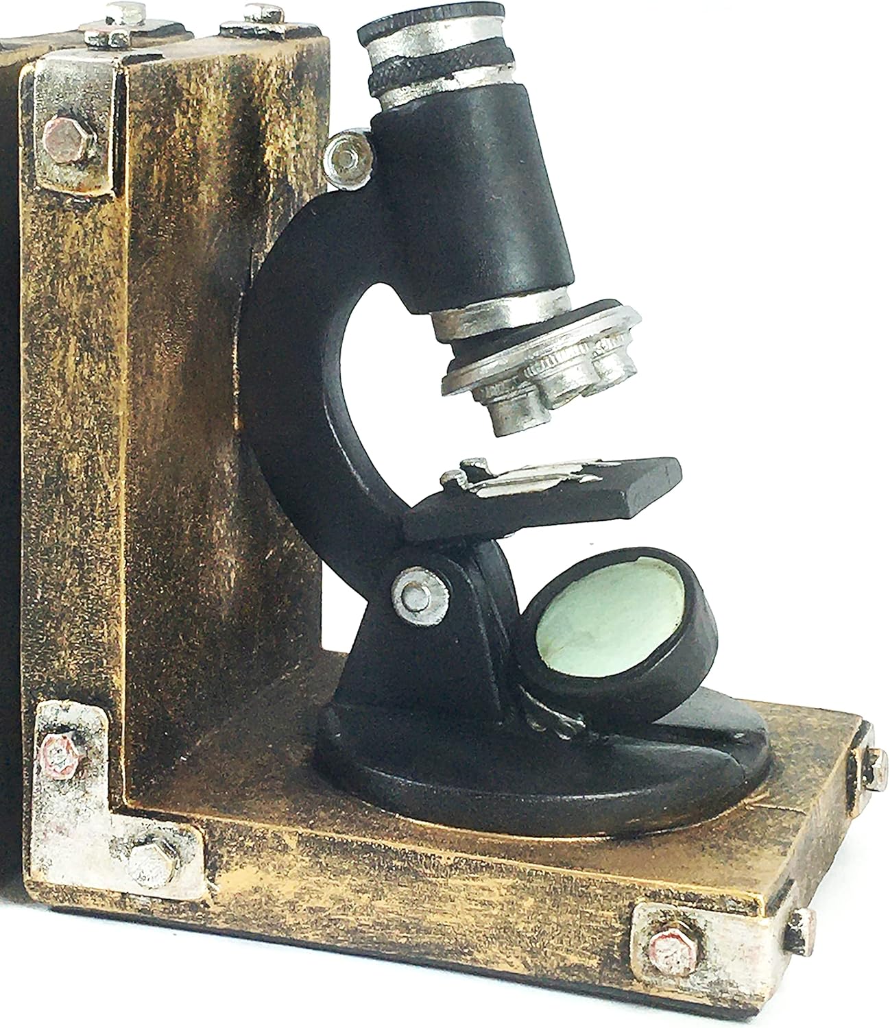 Bellaa 22731 Decorative Bookend Scientist Book Ends Support Bookshelves Science Gift Heavy Duty Non Skid Gold Home Decor 6 Inches