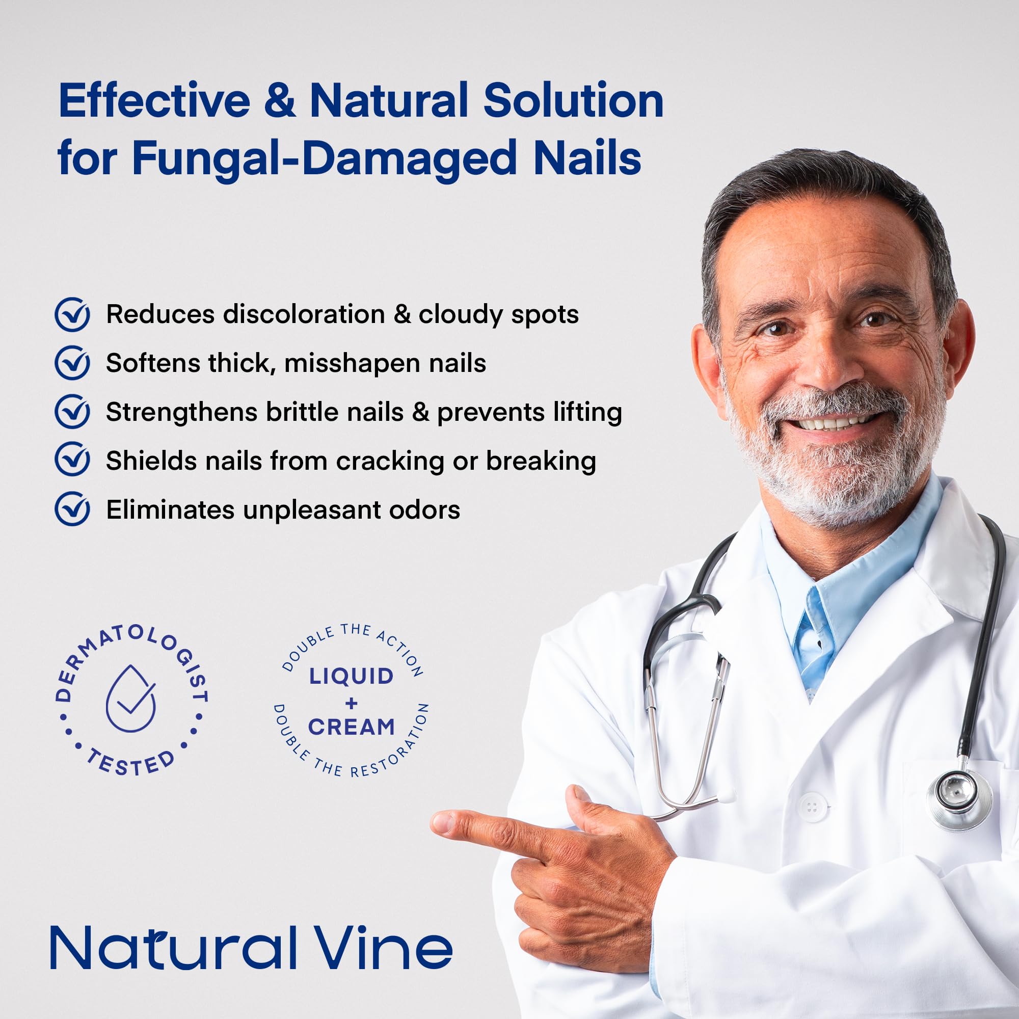 Tratamiento de hongos en las uñas: Líquido de tratamiento de uñas de hongos 0.5 fl oz y crema reparadora de uñas antifúngica 0.71 oz para uñas de los pies y uñas - Extra fuerte con 4