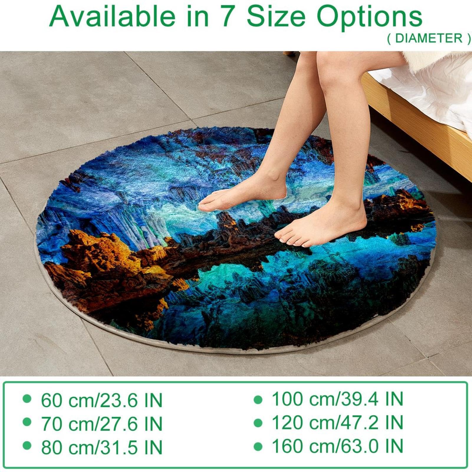 Alfombra suave y esponjosa de 80 cm para sala de estar, dormitorio, alfombra antideslizante natural, alfombra lavable para dormitorio, área de juegos, habitación de los niños, decoración