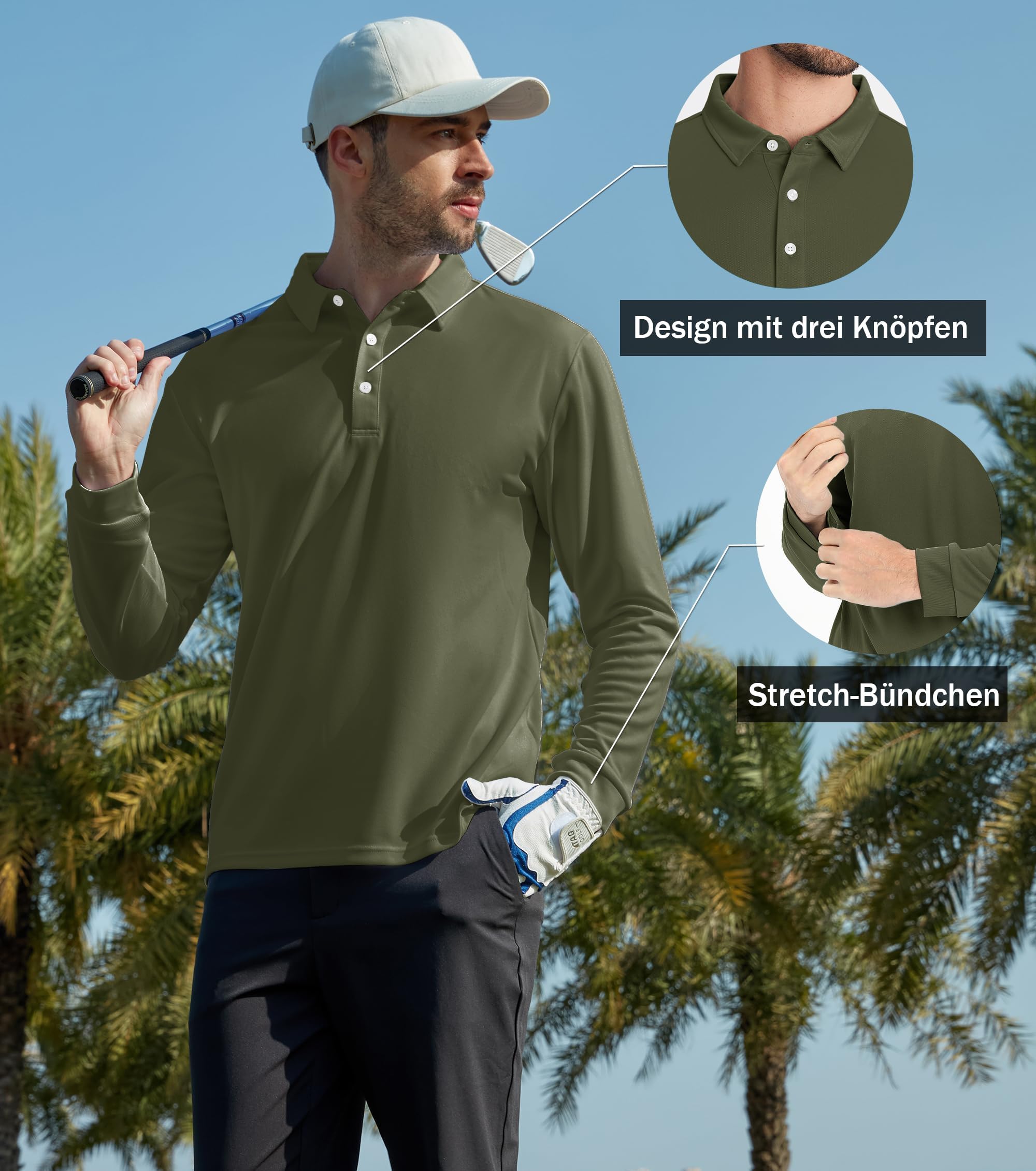 Cavva Polo de manga larga para hombre, transpirable, de secado rápido, camiseta funcional de manga larga, camiseta deportiva de tenis