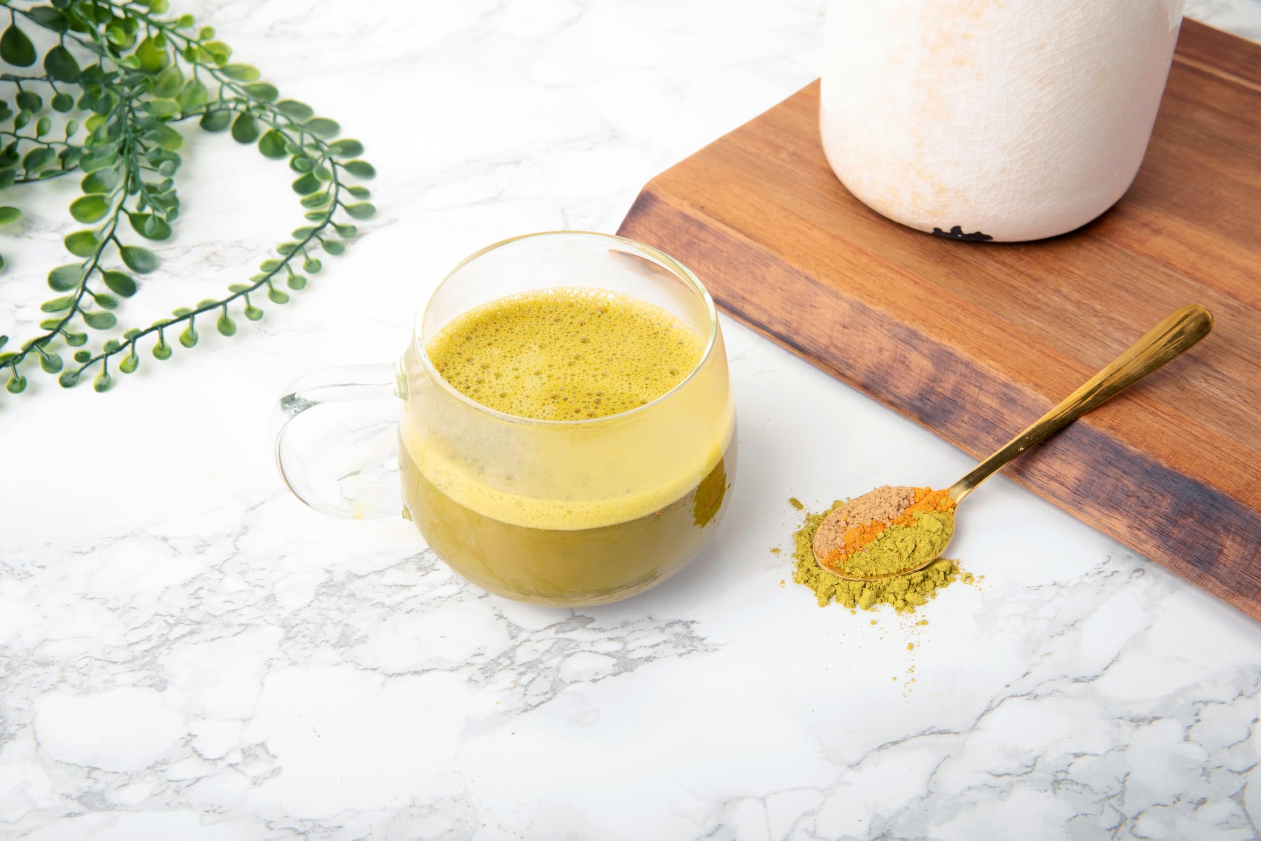 Ancient Roots Turmeric Matcha Mix - With Cinnamon Ginger and Black Pepper - All-Natural Low-Calorie Powdered Tea Mix — view 5