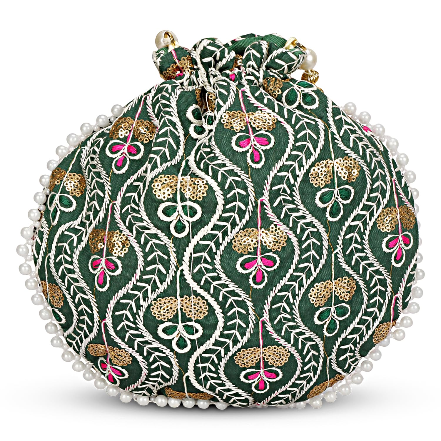 LONGING TO BUY Potli Bags For Wedding Indian Ethnic Potli bags for Return Gift, Potli Bags for Ethnic Function (Green)