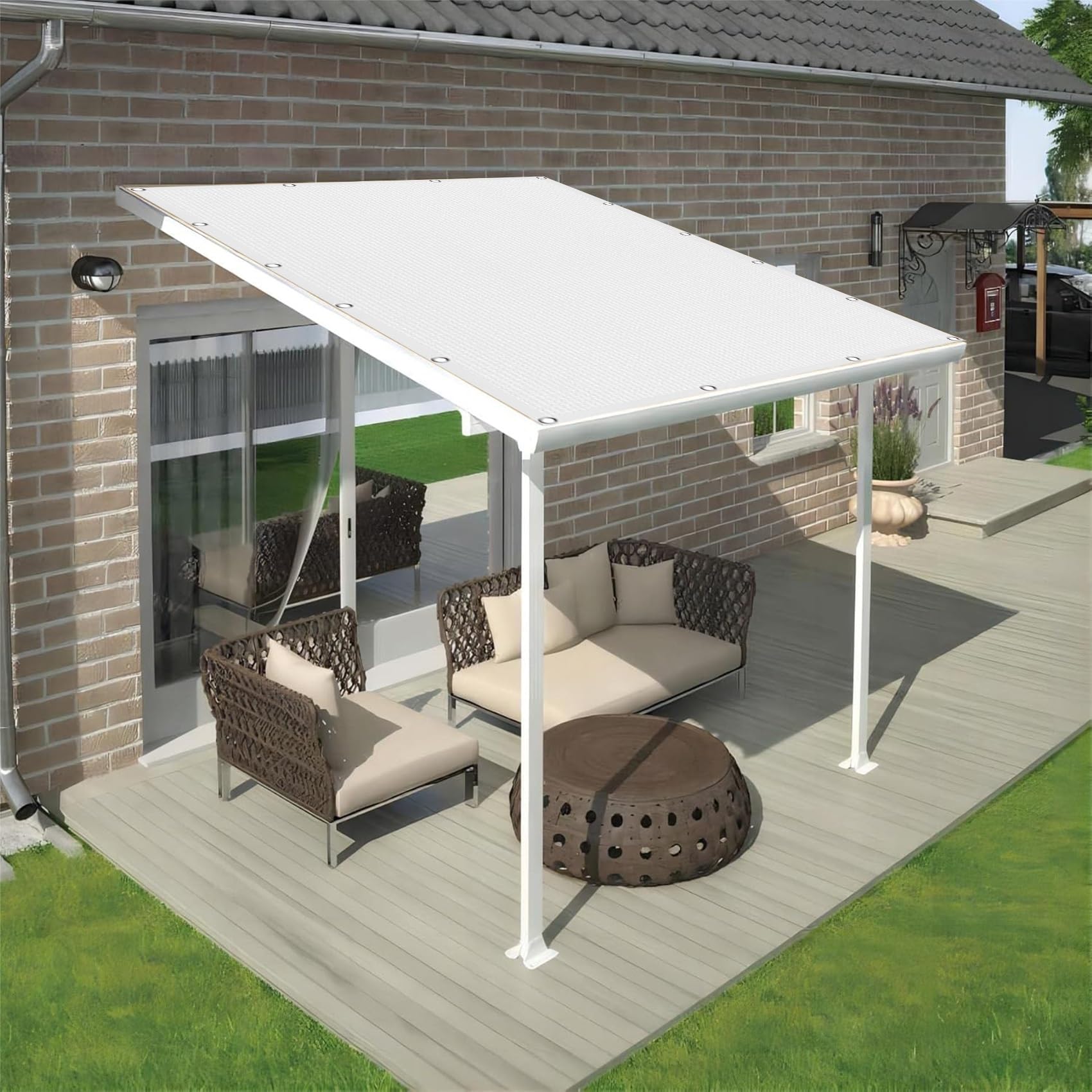 Sonnensegel mit Ösen 160 x 160 cm, Sonnenschutz Atmungsaktiv Windschutz, Reißfest, Sonnensegel mit Befestigung Rechteckig für Terrasse, Garten, Balkon, Weiß Garden