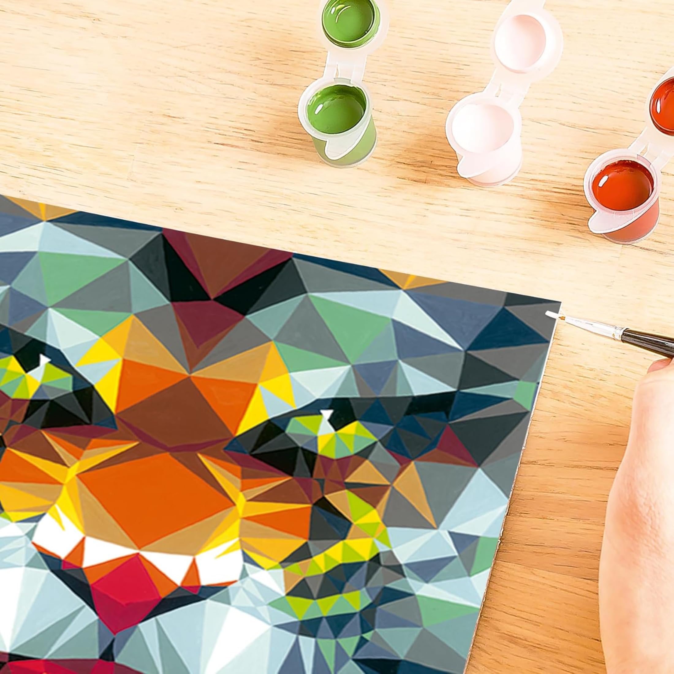 Ravensburger - CreArt Tigre Stile Poligono, Kit per Dipingere con i Numeri, Contiene Tavola Prestampata 24x30 cm, Pennello, Colori e Accessori, Gioco Creativo e Relax per Adulti 14+ Anni