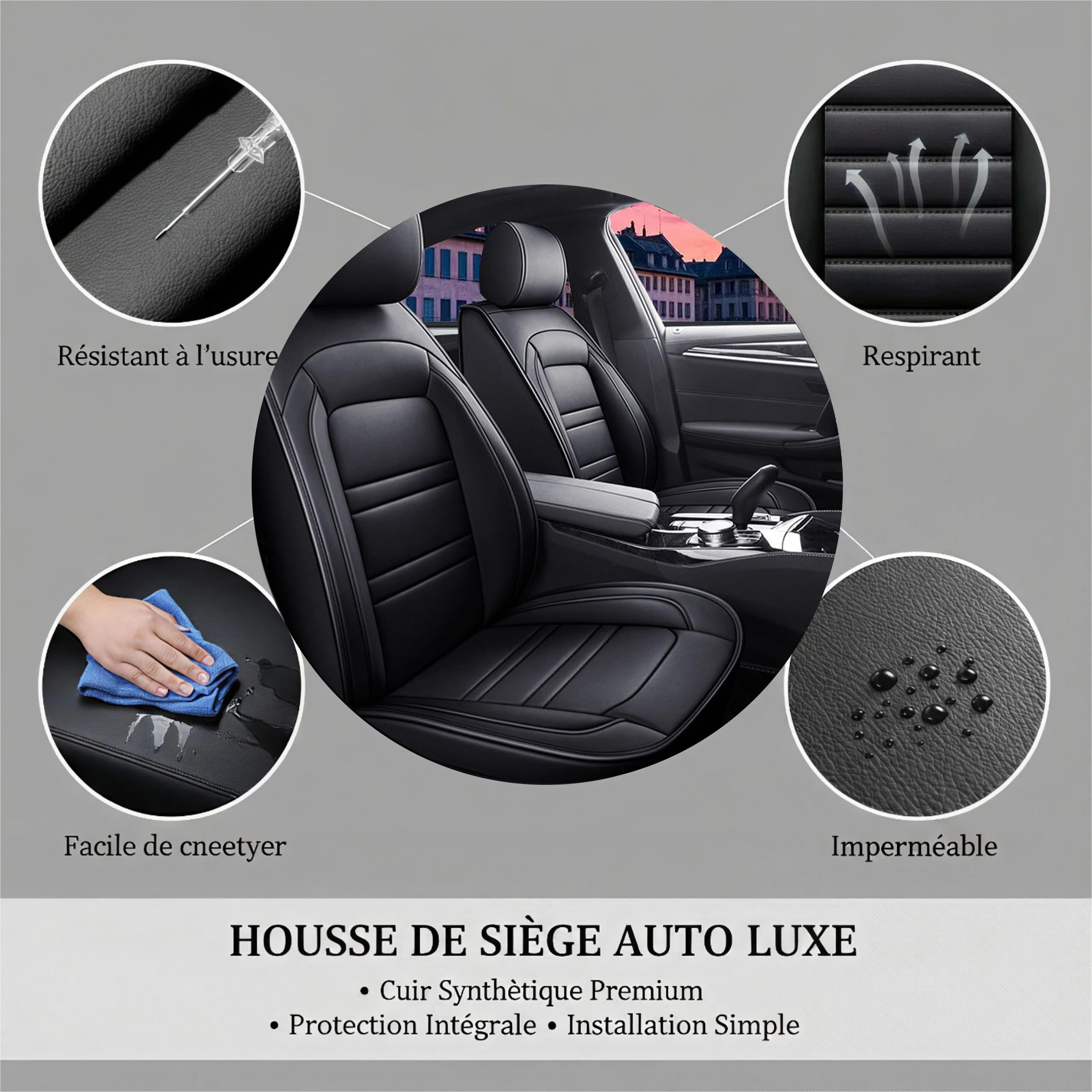 Lot de 2 Housses de siège de Voiture imperméables en Cuir synthétique pour siège Avant de Voiture Dacia Duster Jogger Logan Logan Stepway Sandero Sandero Stepwa 2005-2024
