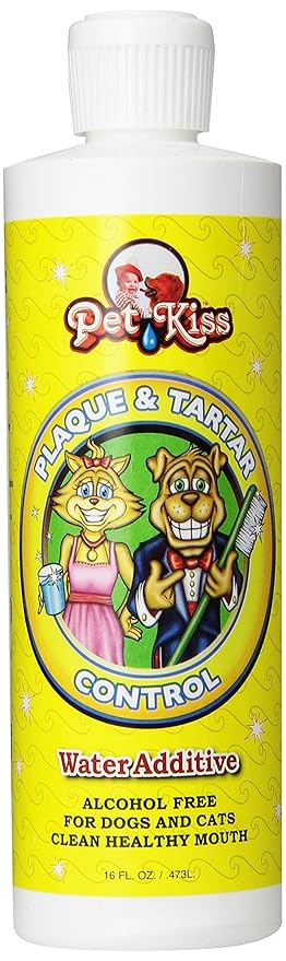 Pet Kiss Plaque and Tartar Water Additive Oral Care for Pets, 16-Ounce