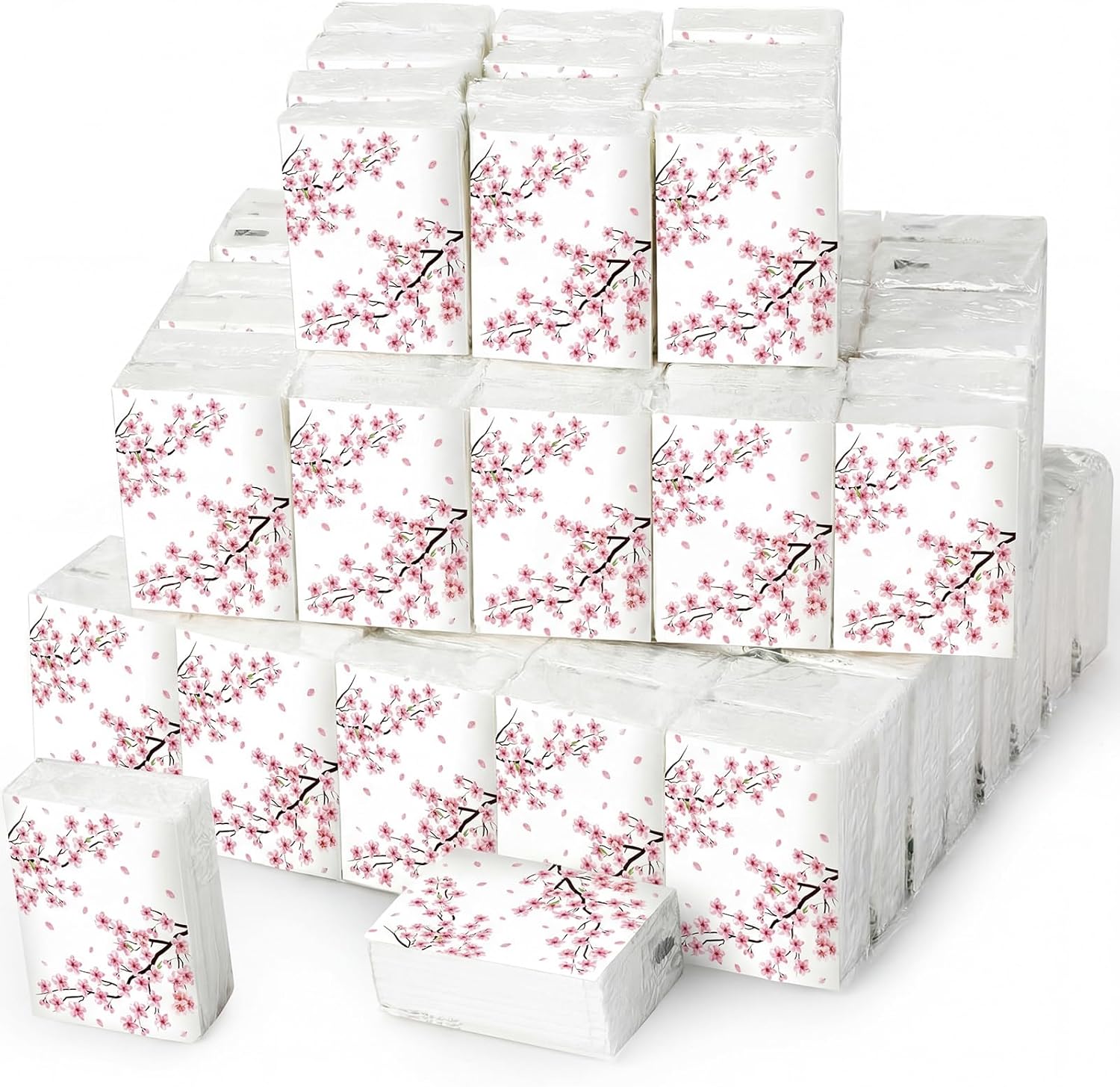 Yahenda 100 Pack Lavender Floral Pocket Tissues Spring Purple Lavender Facial Tissue Mini Travel Size Individual 3 Ply Guests Papers for Wedding Birthday Bridal Baby Shower Party Favors