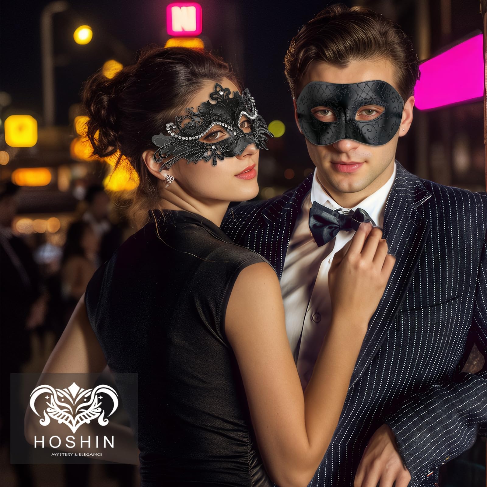 Hoshin Maschera veneziana per coppia, Mardi Gras Deecorations, maschere veneziane da donna