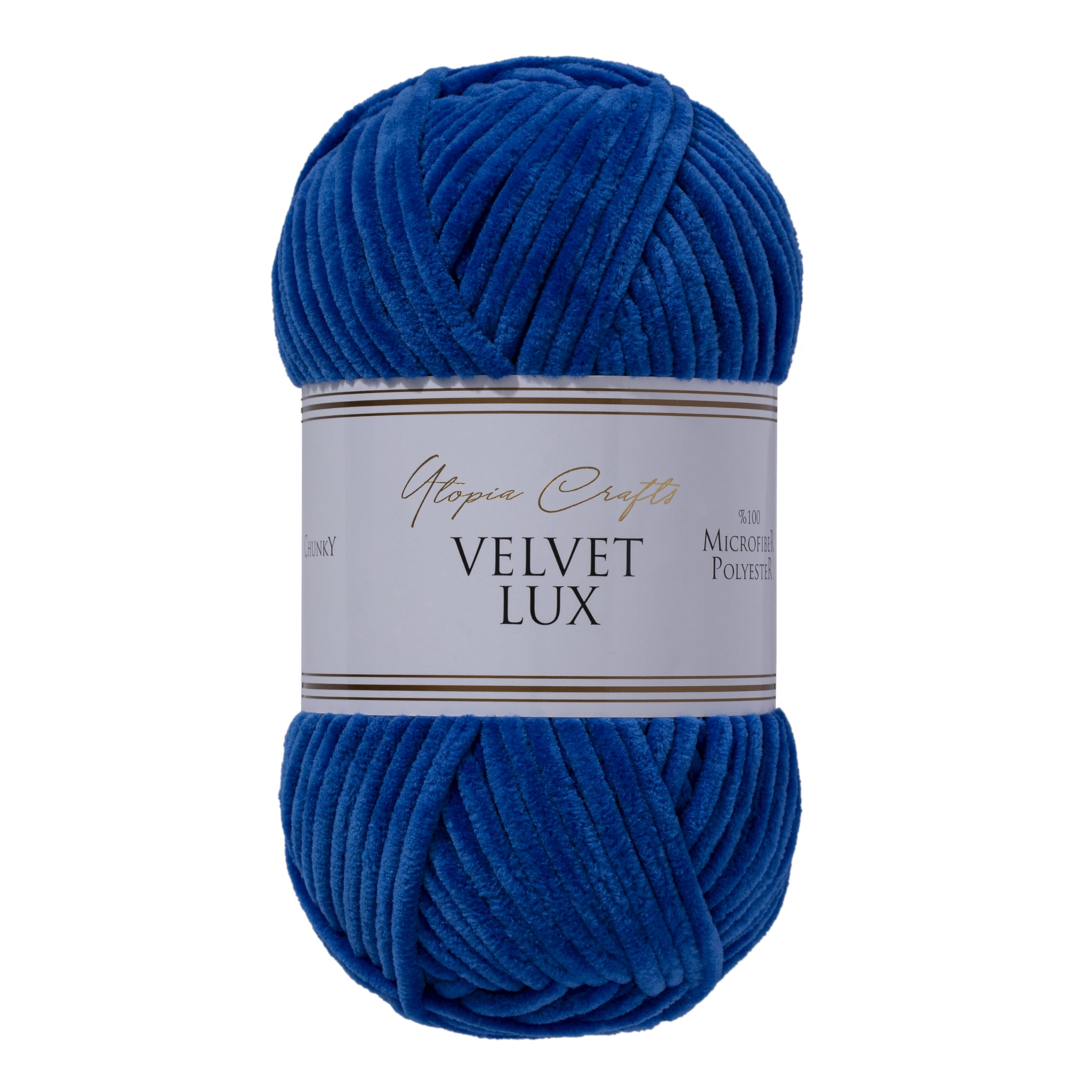 Utopia Crafts Velvet Lux Chenille Super Soft Chunky Yarn for Knitting and Crochet 100g (1, Navy Blue)