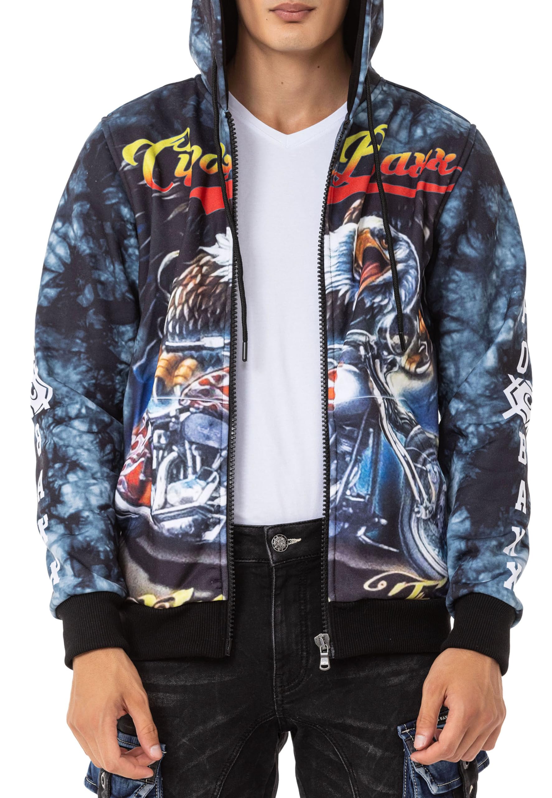 Cipo & Baxx Sudadera básica con capucha y cremallera para hombre