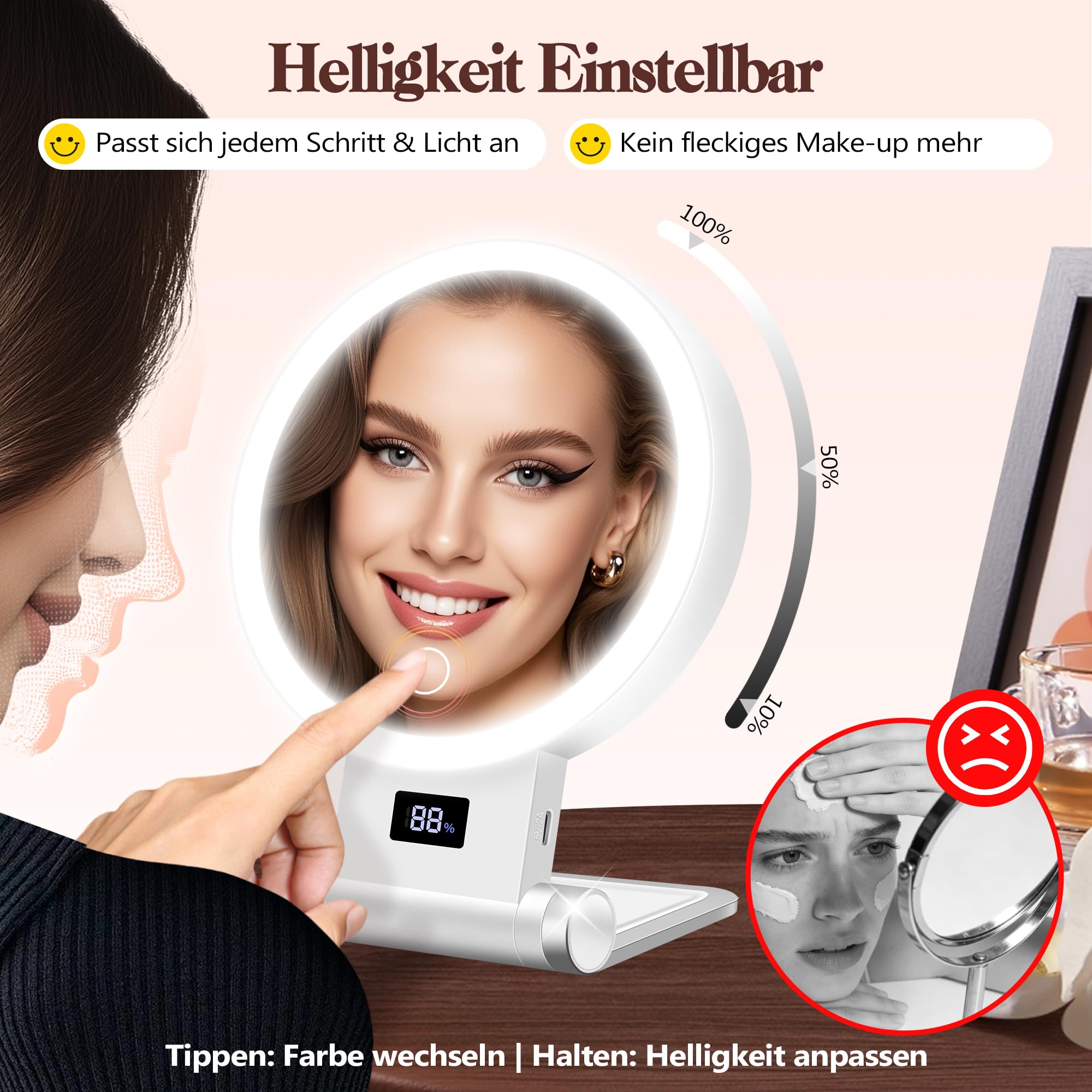 B Beauty Planet 30X/1X Kompaktspiegel mit Beleuchtung – Ansicht 10