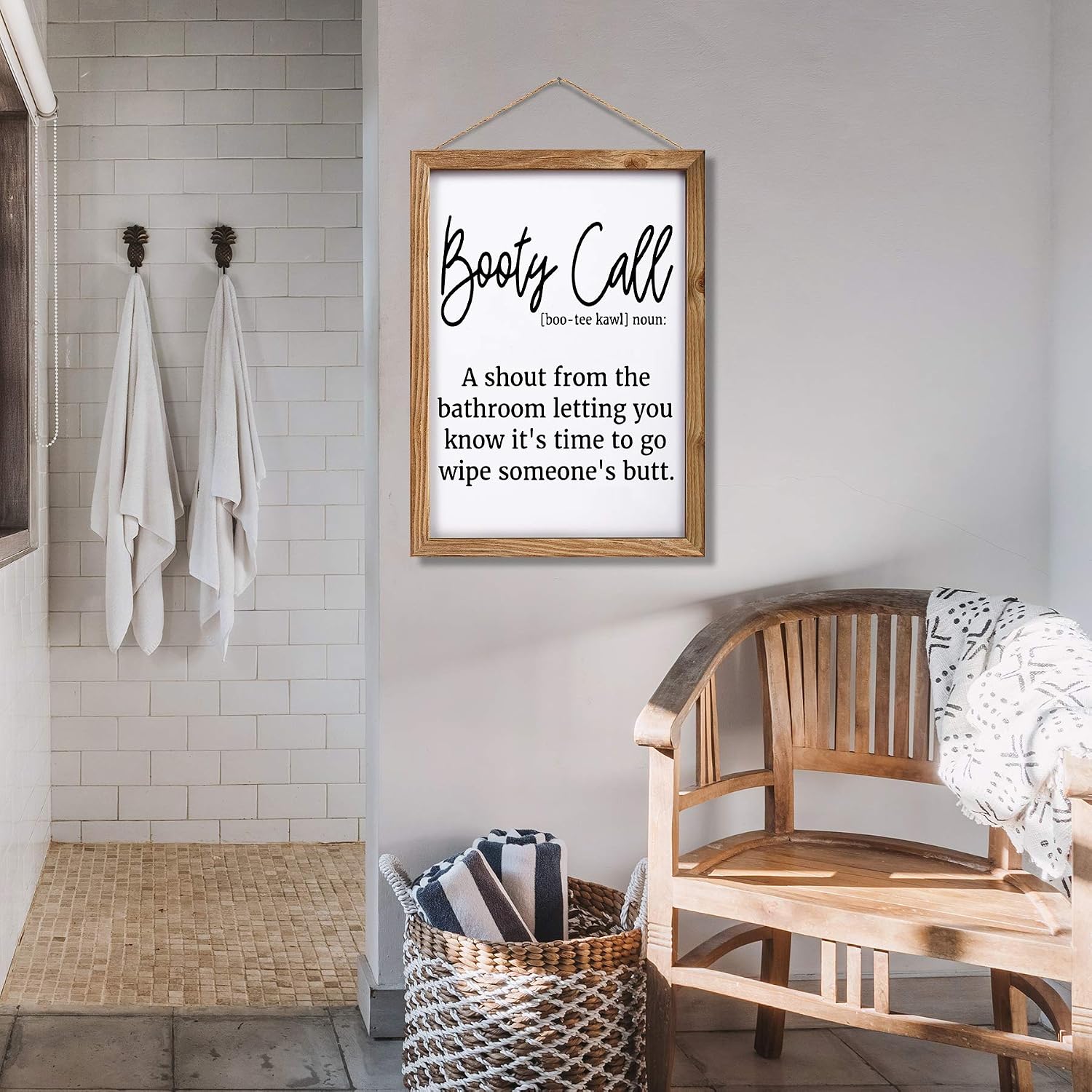 GEMTEND Bathroom Rules Sign with 4 Interchangeable Sayings, Funny Farmhouse Decor Sign, Rustic Home Decor, Toilet Wall Decor, Modern Farmhouse Sign for Bathroom Wall with Funny Quotes 11x16 Inch
