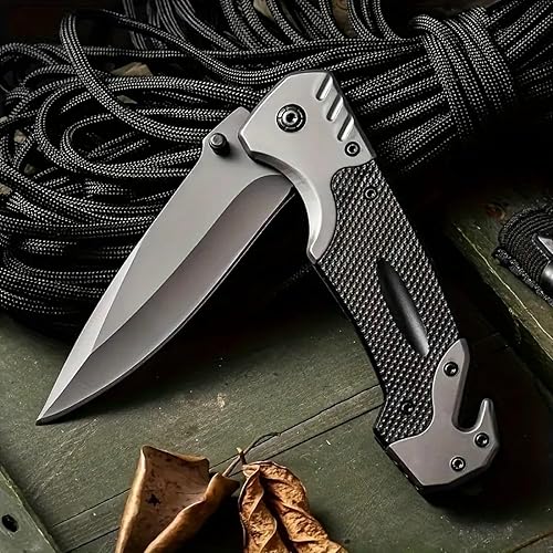 Miniatura 4 de Yerdchts Cuchillo plegable SS de 8.58 pulgadas con hoja afilada de 3.74 pulgadas, cuchillo plegable para tácticas de autodefensa al aire libre,